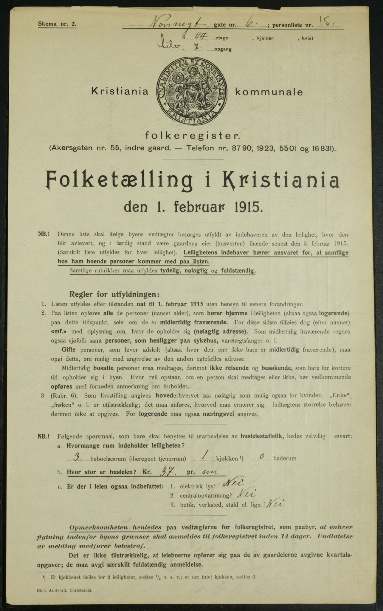 OBA, Municipal Census 1915 for Kristiania, 1915, p. 70878