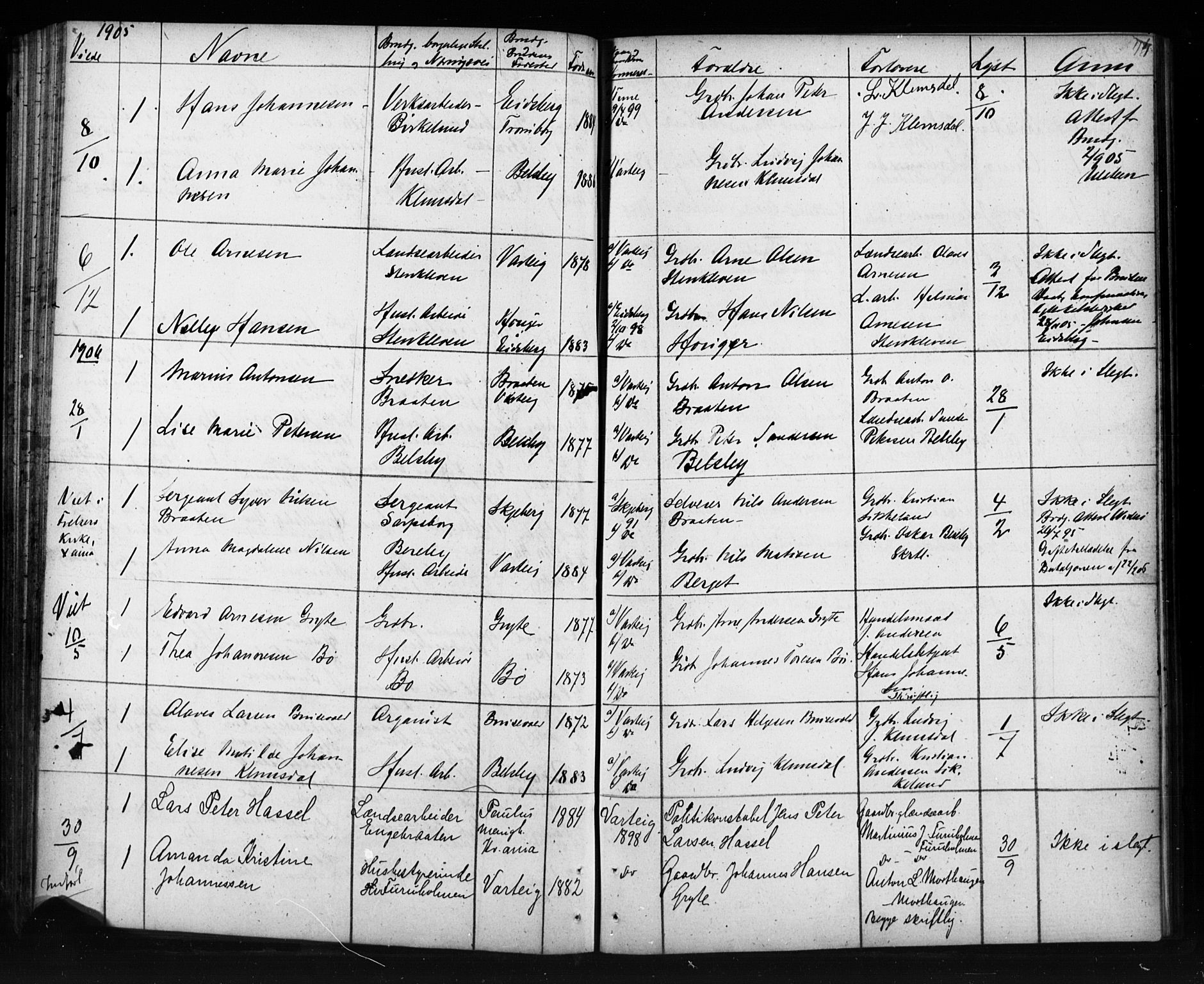 Varteig prestekontor Kirkebøker, AV/SAO-A-10447a/H/Ha/L0001: Banns register no. 1, 1861-1916, p. 44
