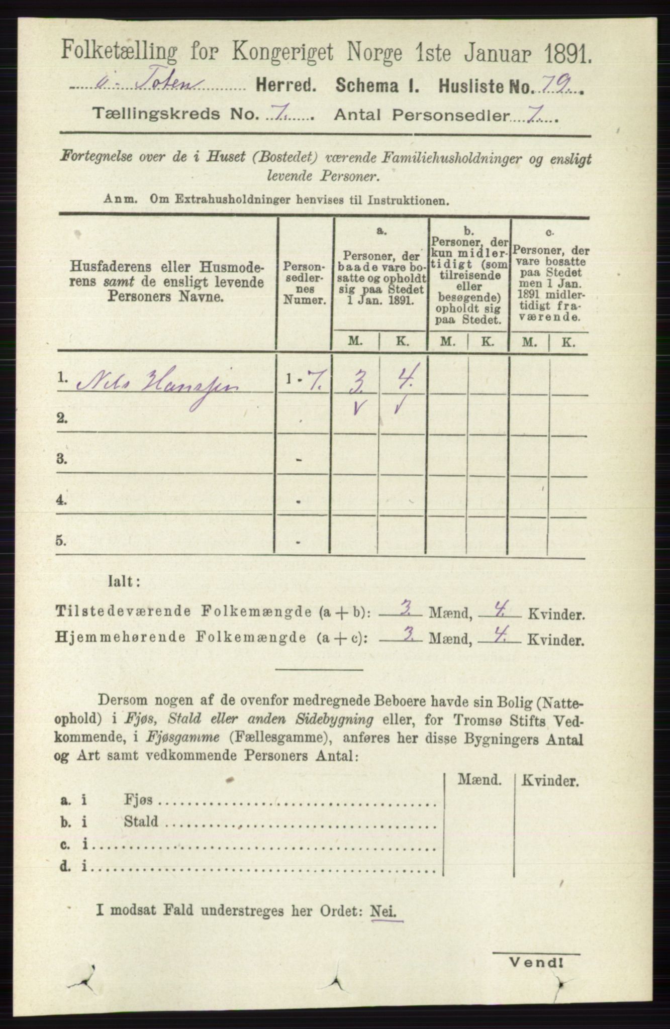 RA, 1891 census for 0528 Østre Toten, 1891, p. 4431