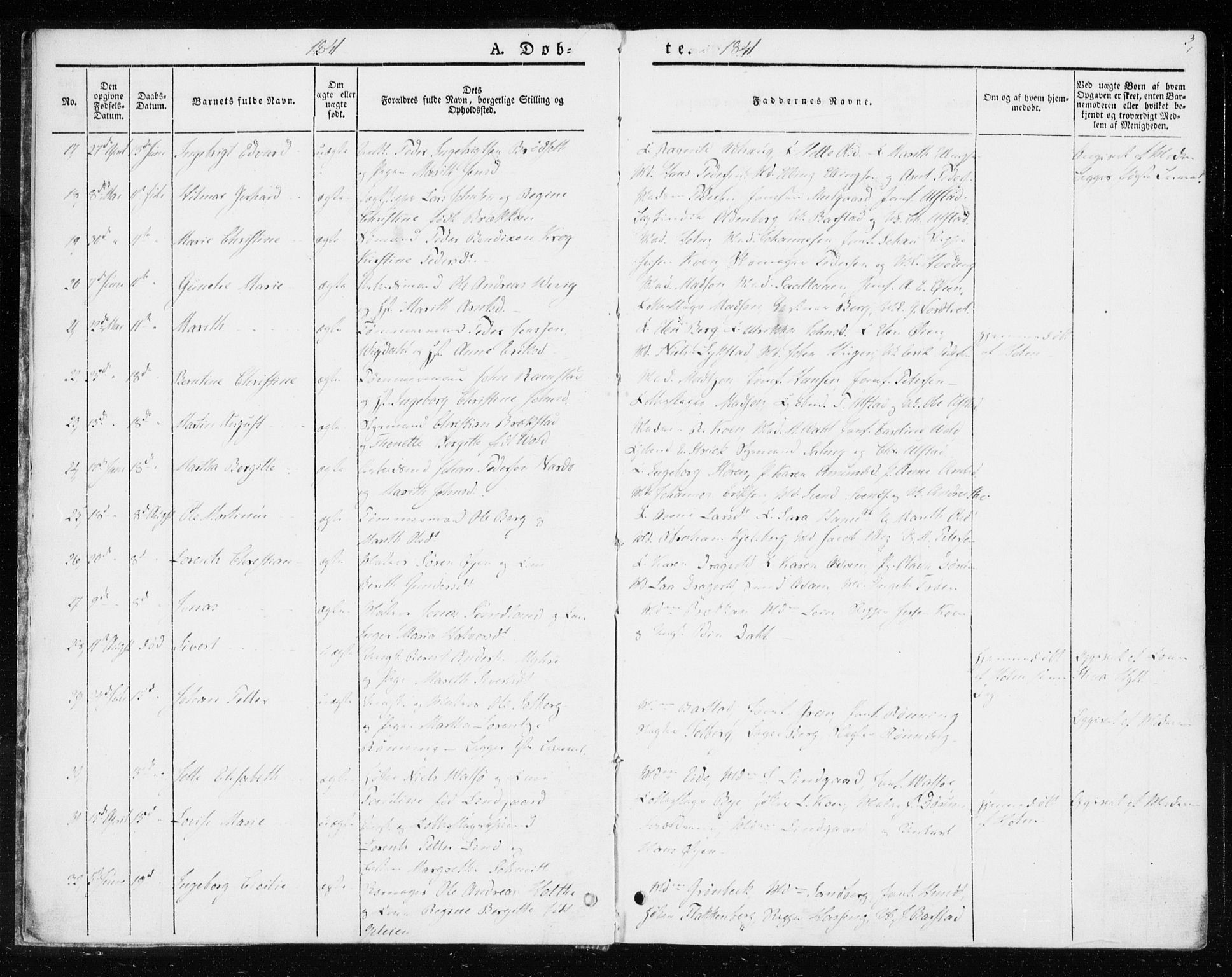 Ministerialprotokoller, klokkerbøker og fødselsregistre - Sør-Trøndelag, SAT/A-1456/604/L0183: Parish register (official) no. 604A04, 1841-1850, p. 3