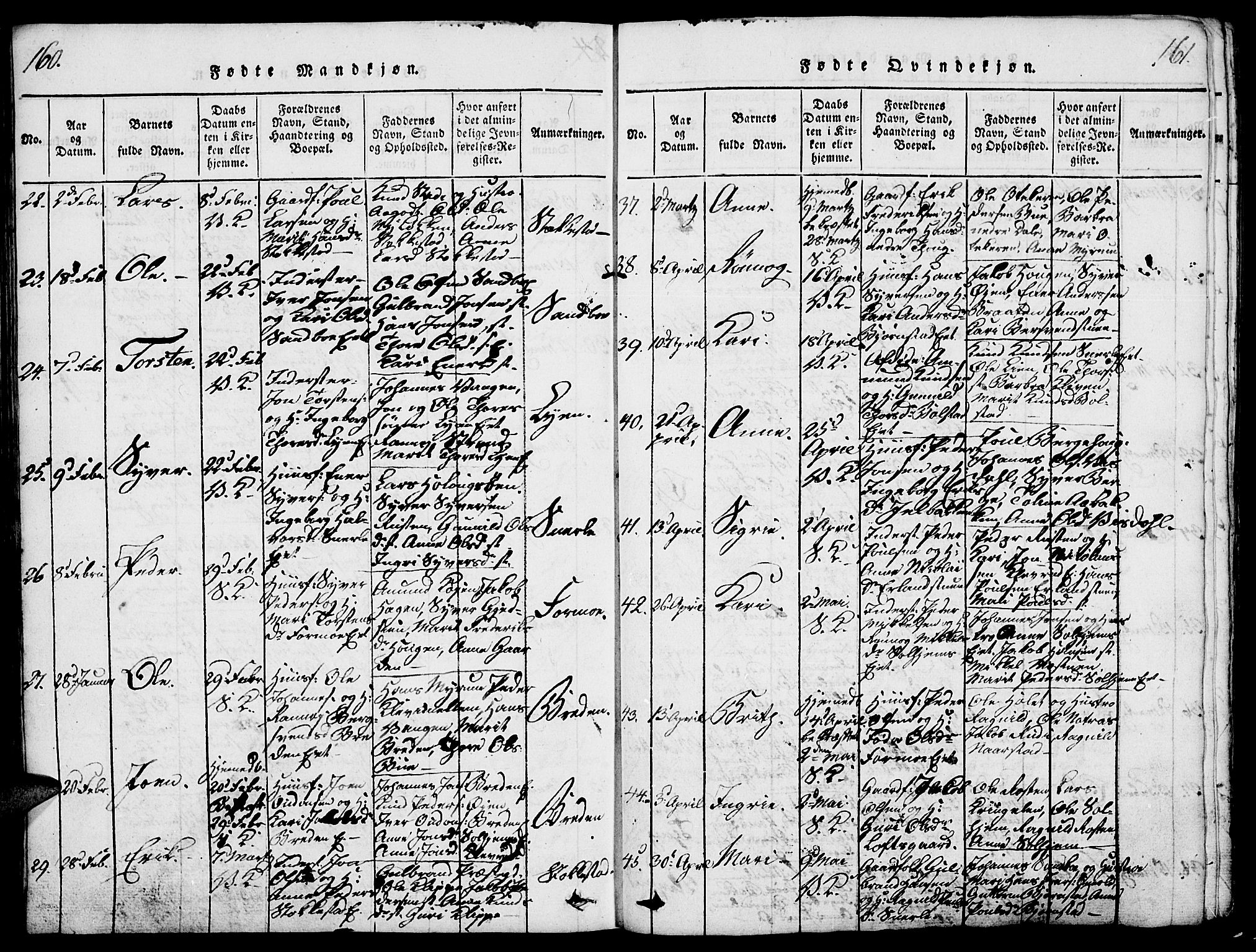 Vågå prestekontor, AV/SAH-PREST-076/H/Ha/Haa/L0003: Parish register (official) no. 3, 1815-1827, p. 160-161