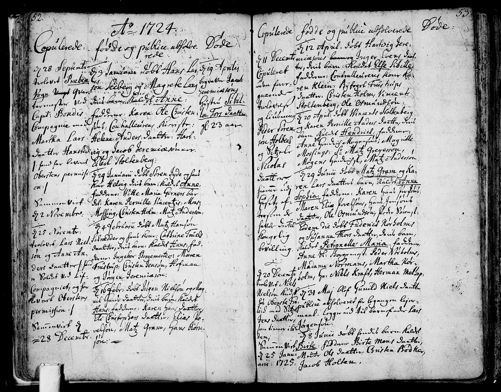 Tønsberg kirkebøker, AV/SAKO-A-330/F/Fb/L0001: Parish register (official) no. II 1, 1690-1796, p. 52-53