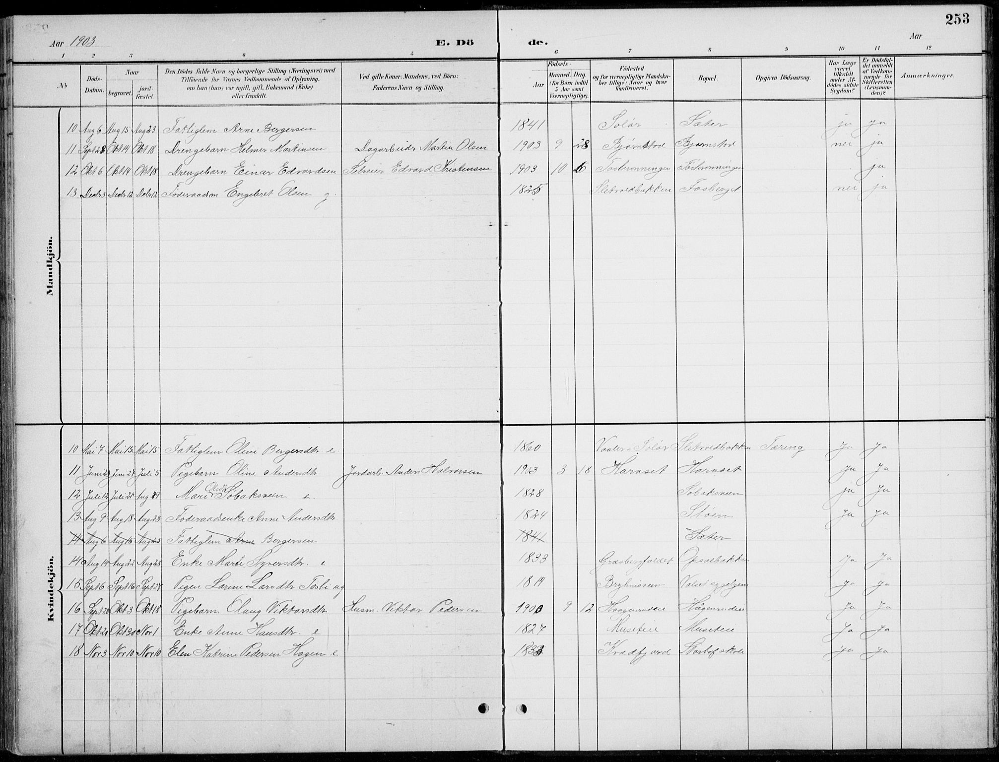 Romedal prestekontor, AV/SAH-PREST-004/L/L0013: Parish register (copy) no. 13, 1896-1937, p. 253