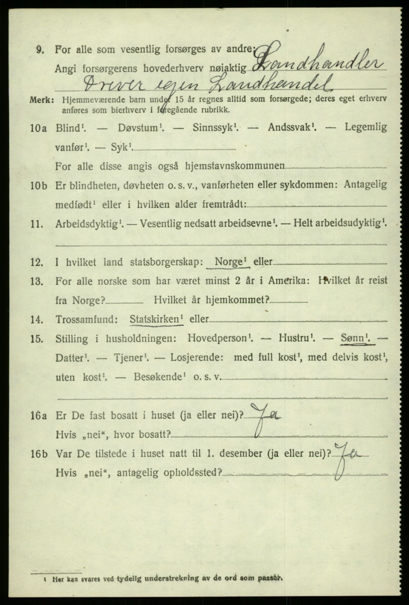 SAB, 1920 census for Kvam, 1920, p. 2944