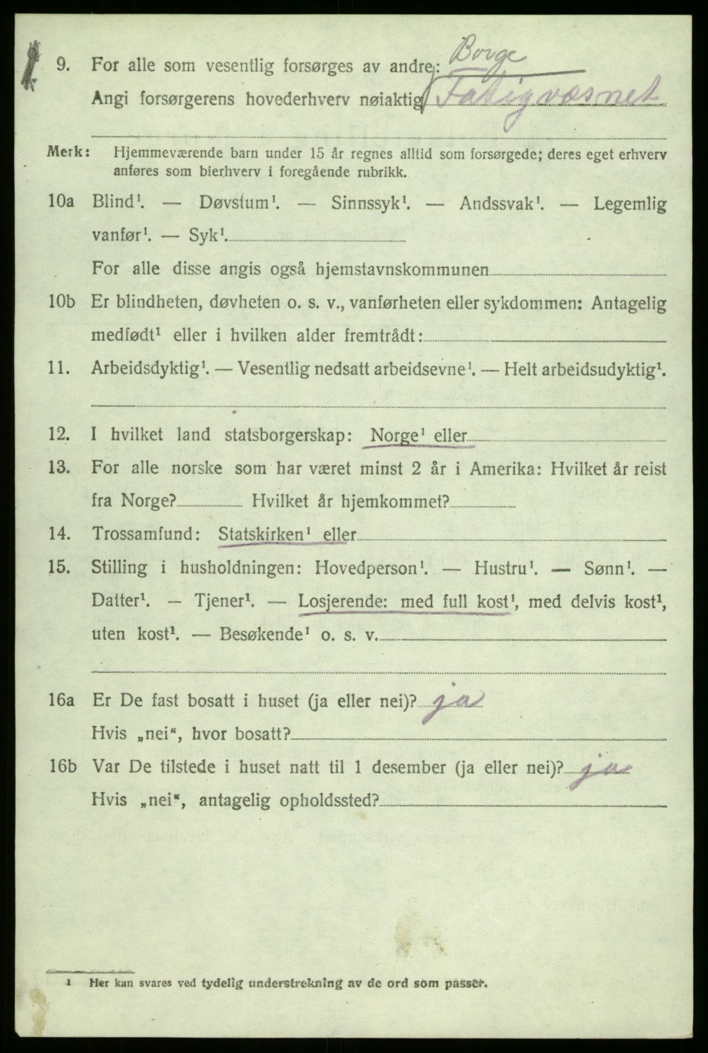 SAO, 1920 census for Borge, 1920, p. 3004