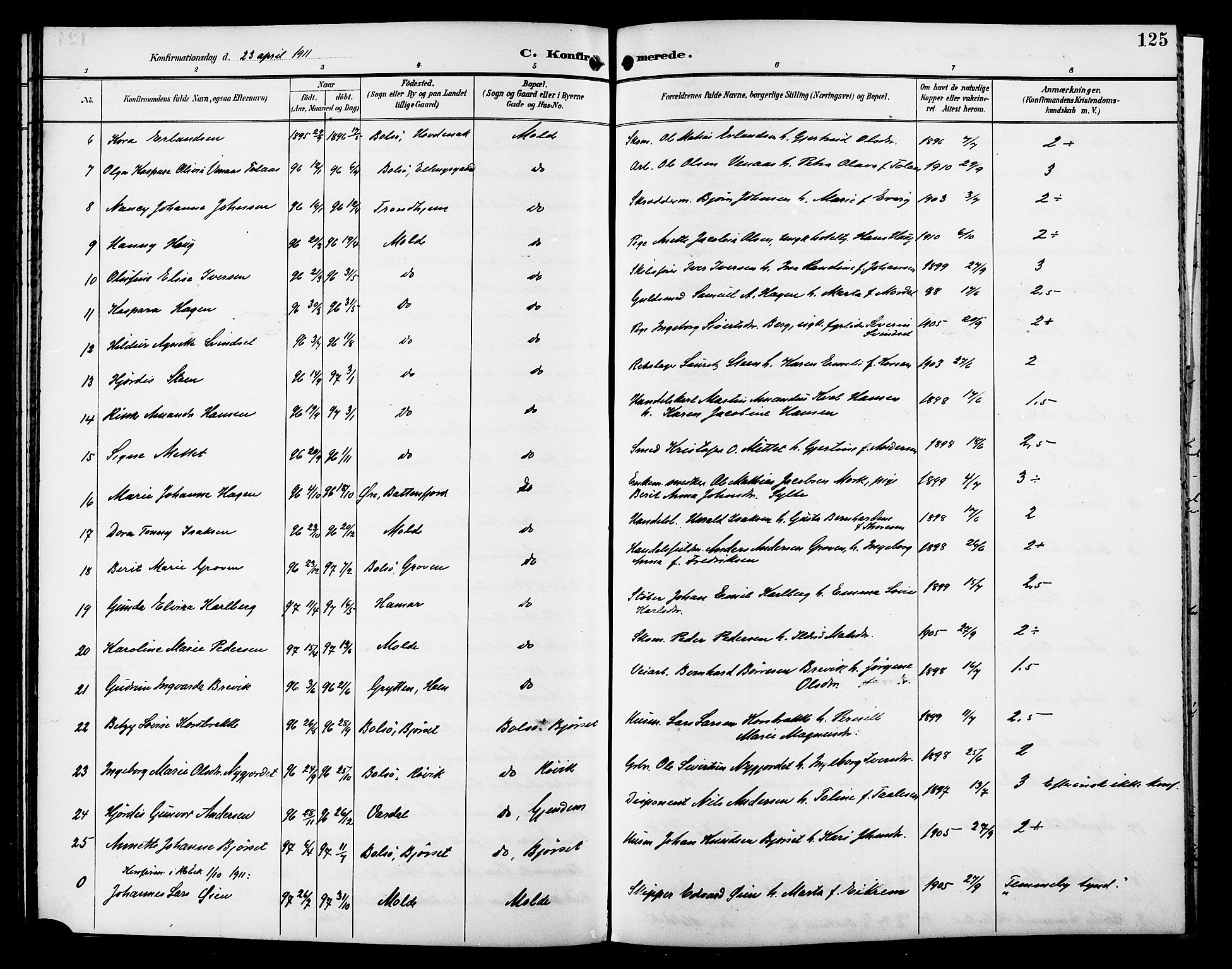 Ministerialprotokoller, klokkerbøker og fødselsregistre - Møre og Romsdal, AV/SAT-A-1454/558/L0702: Parish register (copy) no. 558C03, 1894-1915, p. 125