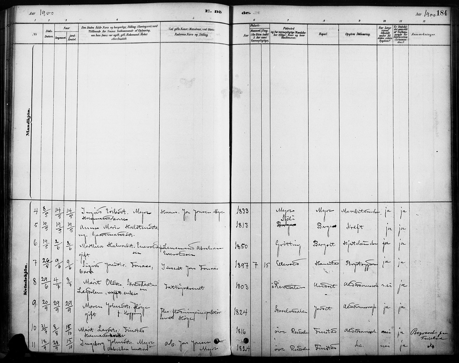 Rendalen prestekontor, AV/SAH-PREST-054/H/Ha/Haa/L0009: Parish register (official) no. 9, 1878-1901, p. 184