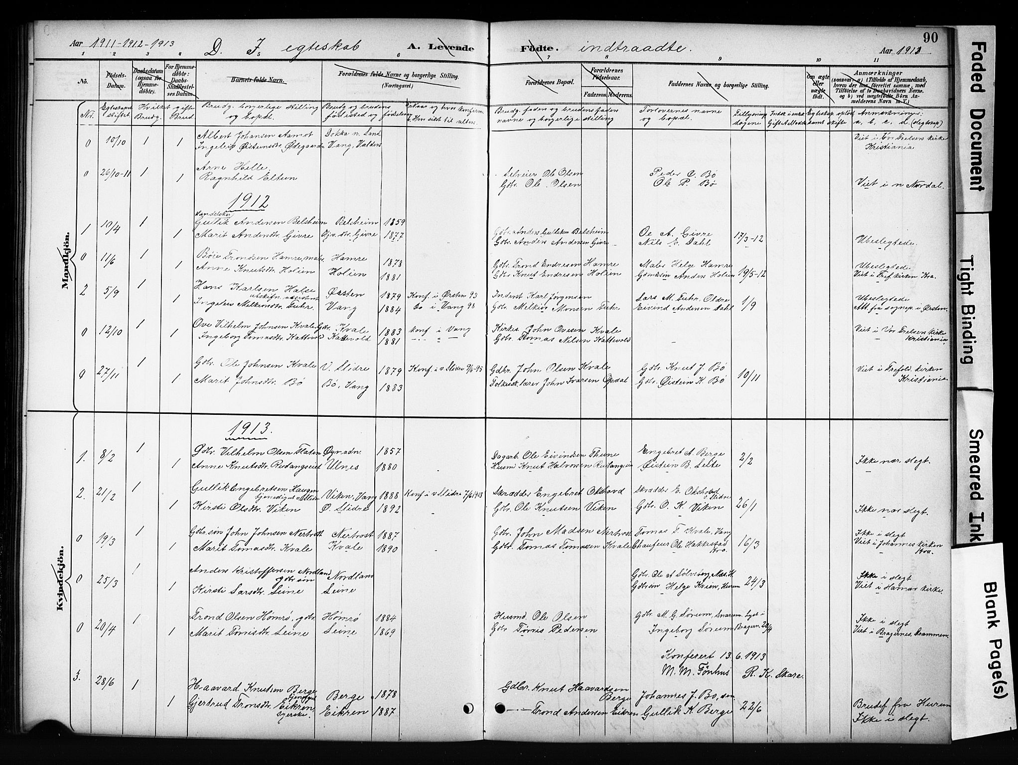 Vang prestekontor, Valdres, SAH/PREST-140/H/Hb/L0006: Parish register (copy) no. 6, 1893-1918, p. 90