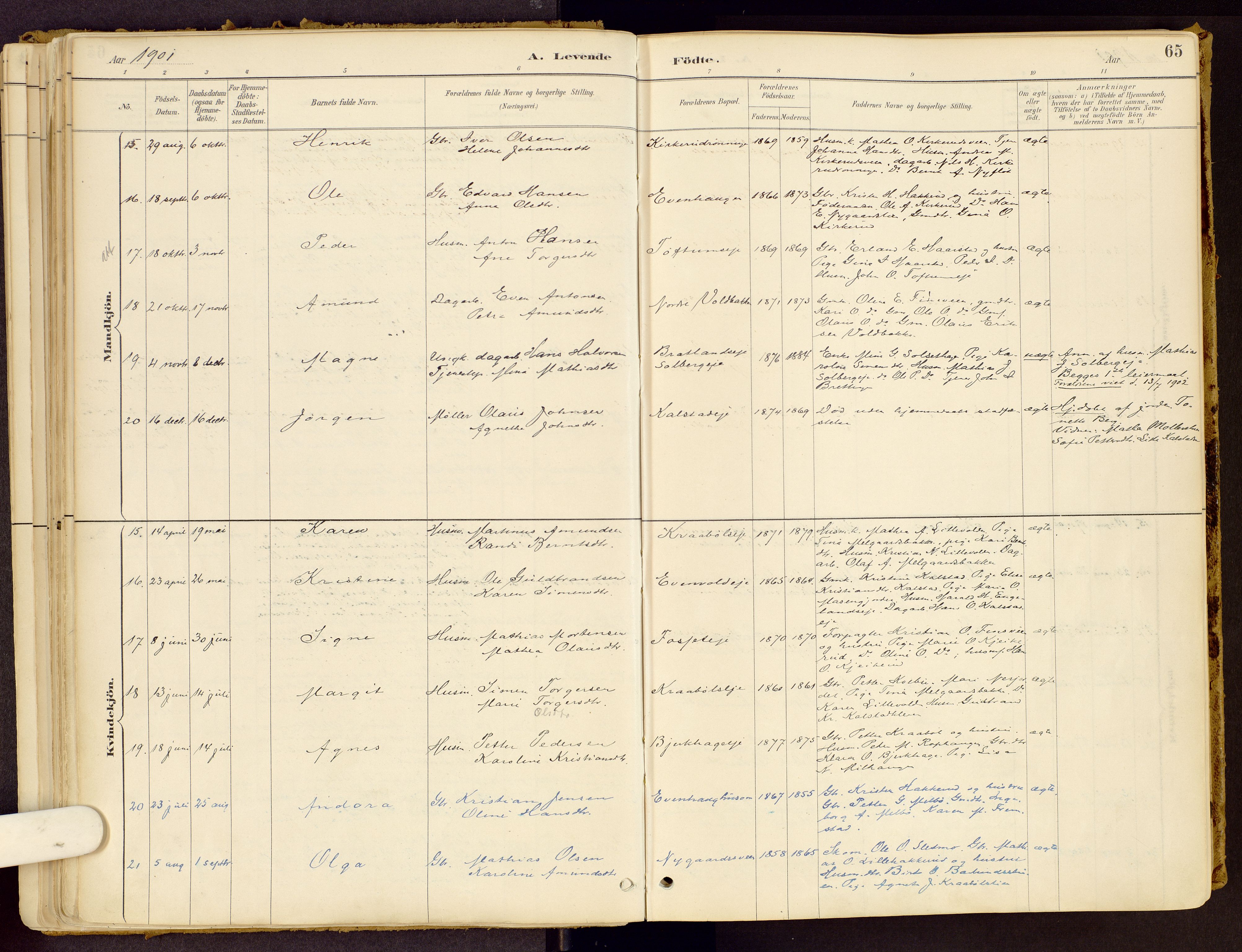Vestre Gausdal prestekontor, AV/SAH-PREST-094/H/Ha/Haa/L0001: Parish register (official) no. 1, 1887-1914, p. 65