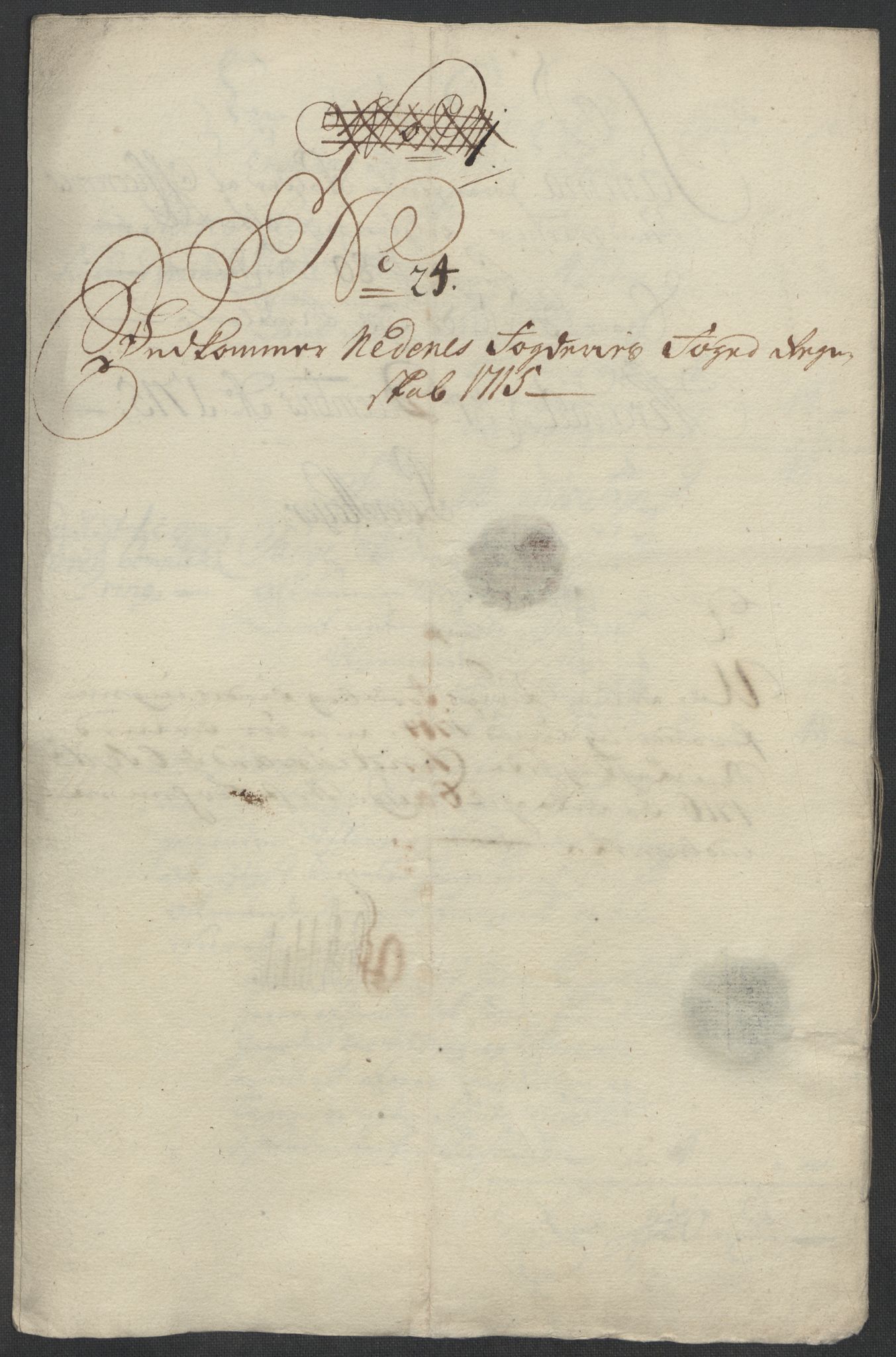 Rentekammeret inntil 1814, Reviderte regnskaper, Fogderegnskap, RA/EA-4092/R39/L2323: Fogderegnskap Nedenes, 1715, p. 258