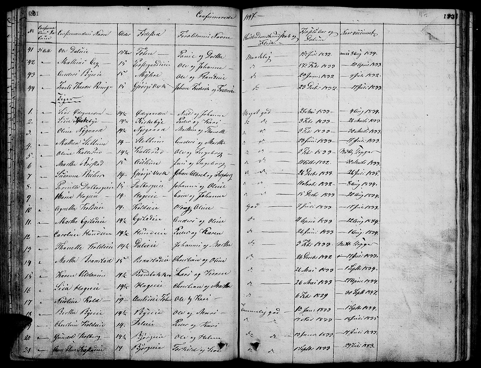 Vardal prestekontor, SAH/PREST-100/H/Ha/Hab/L0004: Parish register (copy) no. 4, 1831-1853, p. 170
