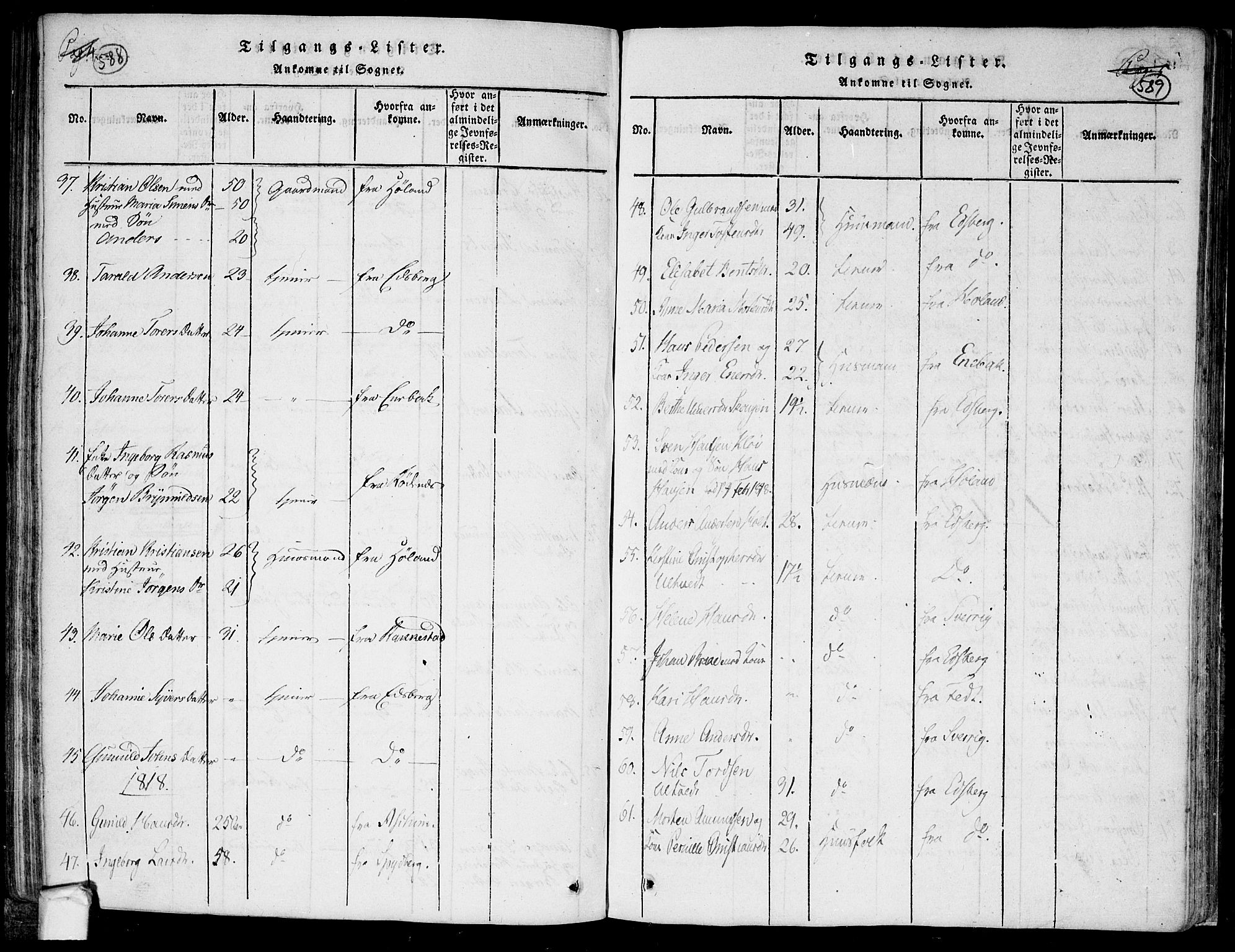 Trøgstad prestekontor Kirkebøker, SAO/A-10925/F/Fa/L0006: Parish register (official) no. I 6, 1815-1844, p. 588-589