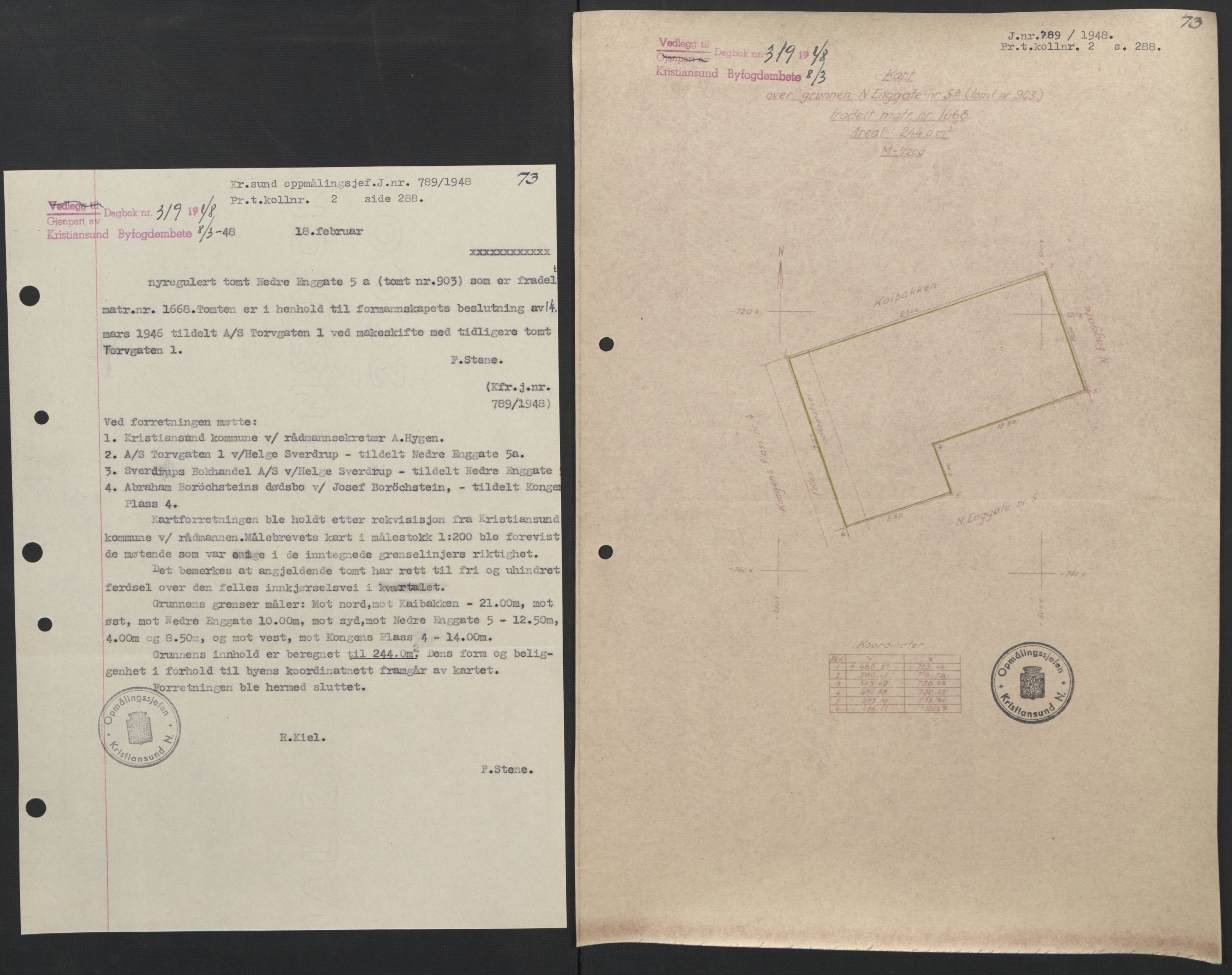 Kristiansund byfogd, AV/SAT-A-4587/A/27: Mortgage book no. 42, 1947-1950, Diary no: : 319/1948