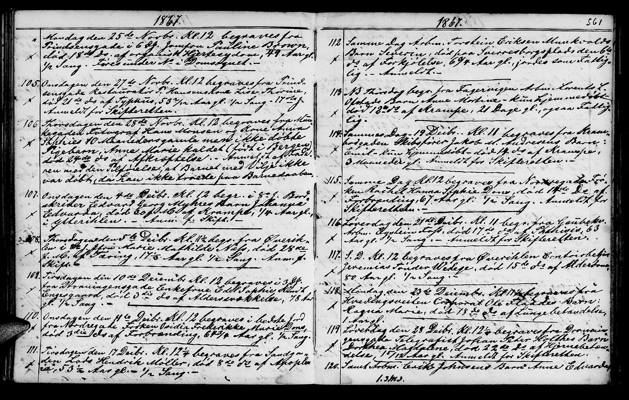 Ministerialprotokoller, klokkerbøker og fødselsregistre - Sør-Trøndelag, SAT/A-1456/602/L0140: Parish register (copy) no. 602C08, 1864-1872, p. 560-561