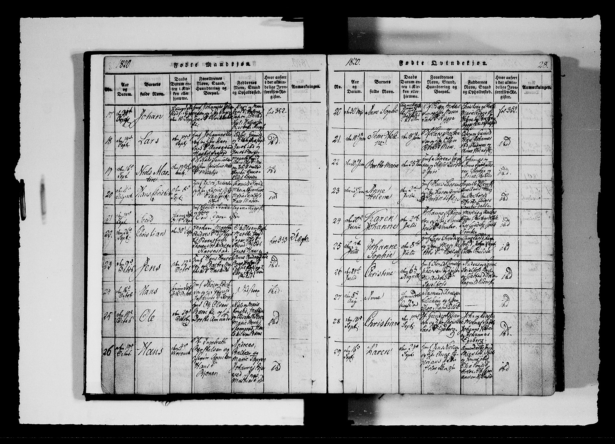 Hobøl prestekontor Kirkebøker, AV/SAO-A-2002/F/Fa/L0002: Parish register (official) no. I 2, 1814-1841, p. 28