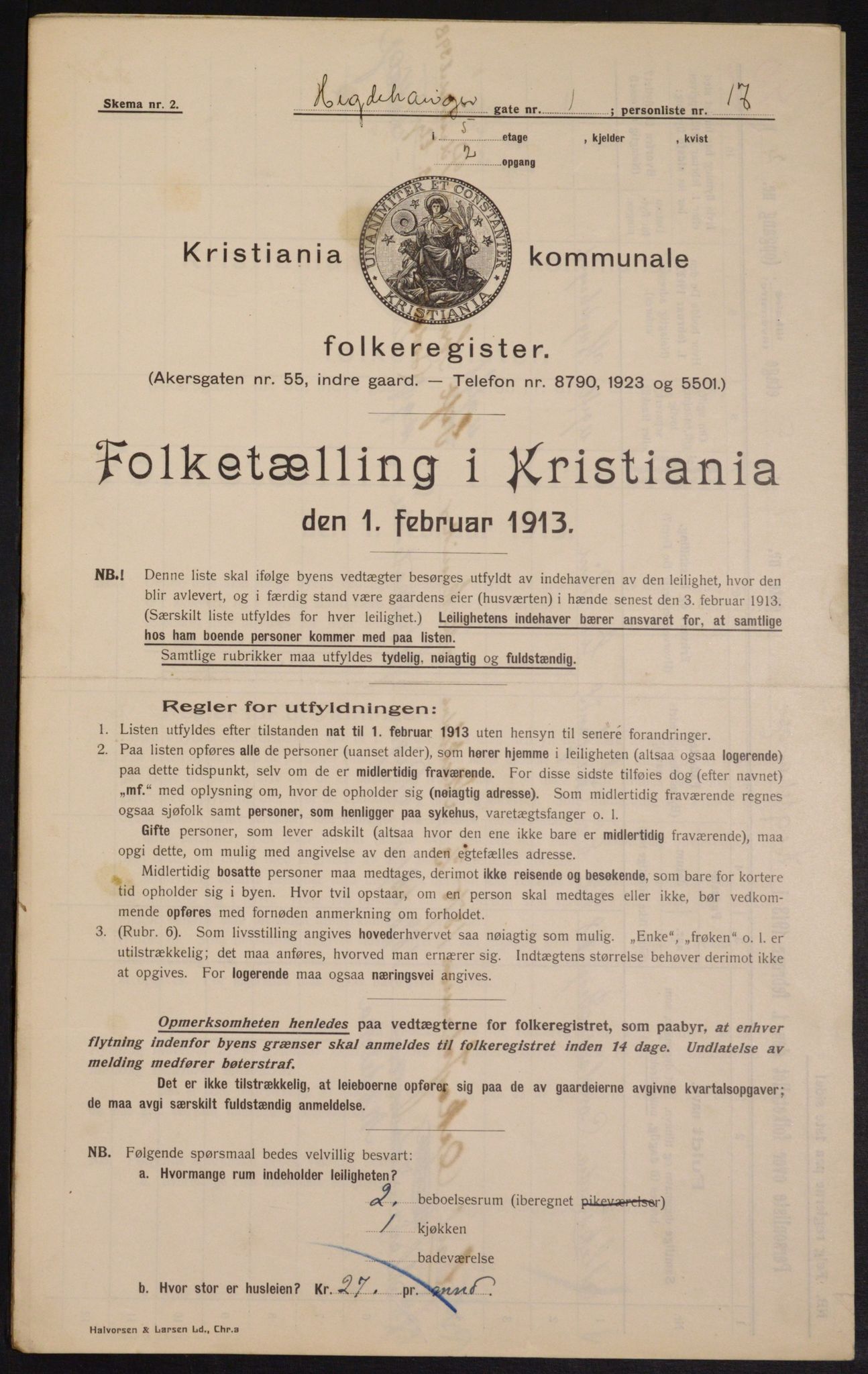 OBA, Municipal Census 1913 for Kristiania, 1913, p. 35999