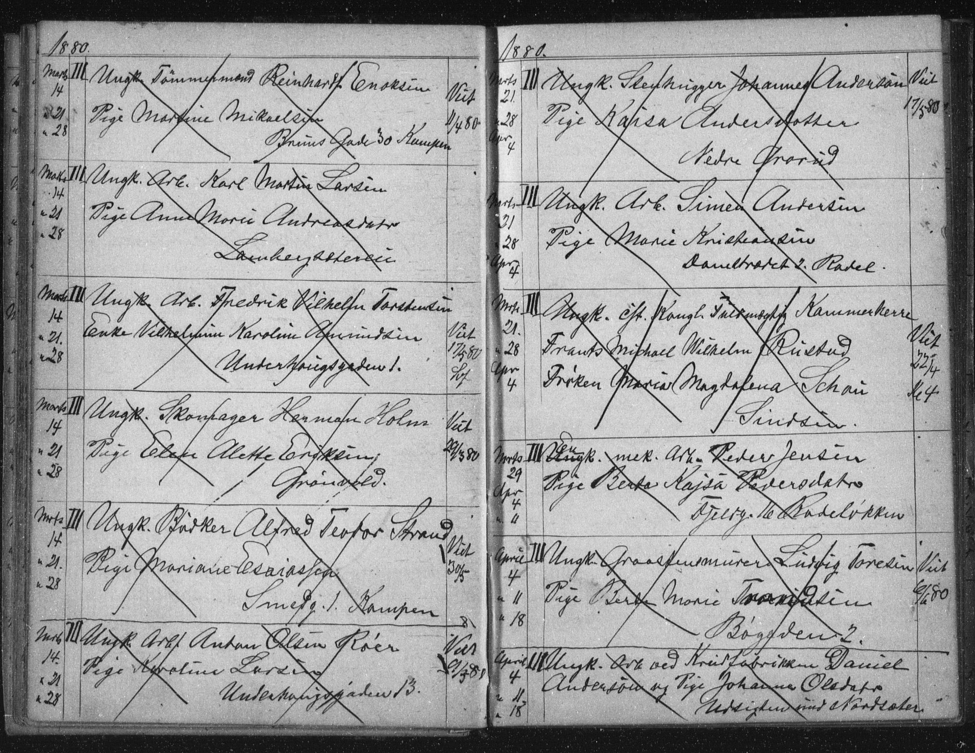 Østre Aker prestekontor Kirkebøker, SAO/A-10840/H/Ha/L0005: Banns register no. I 5, 1879-1899