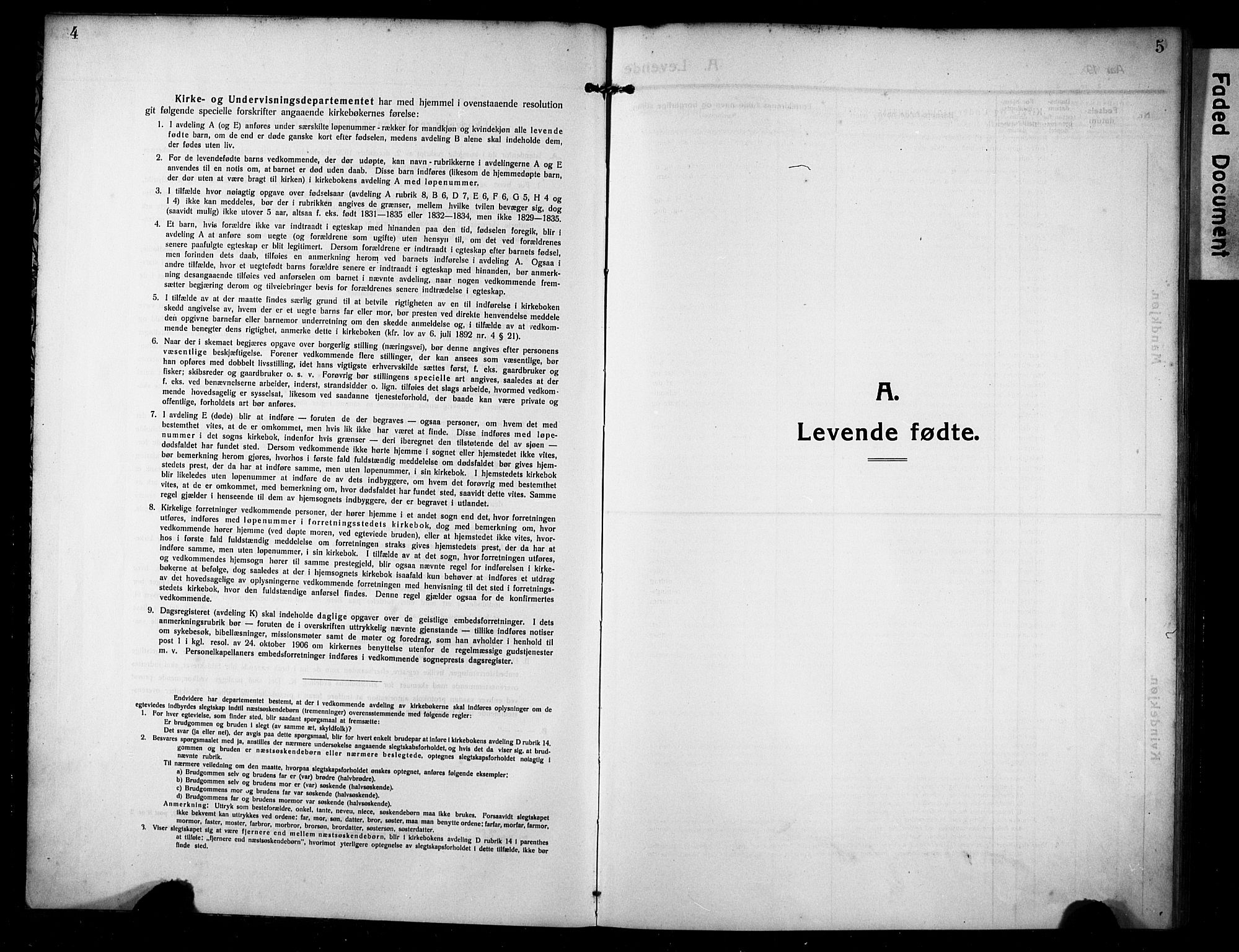 Hetland sokneprestkontor, SAST/A-101826/30/30BB/L0008: Parish register (copy) no. B 8, 1910-1921, p. 4-5