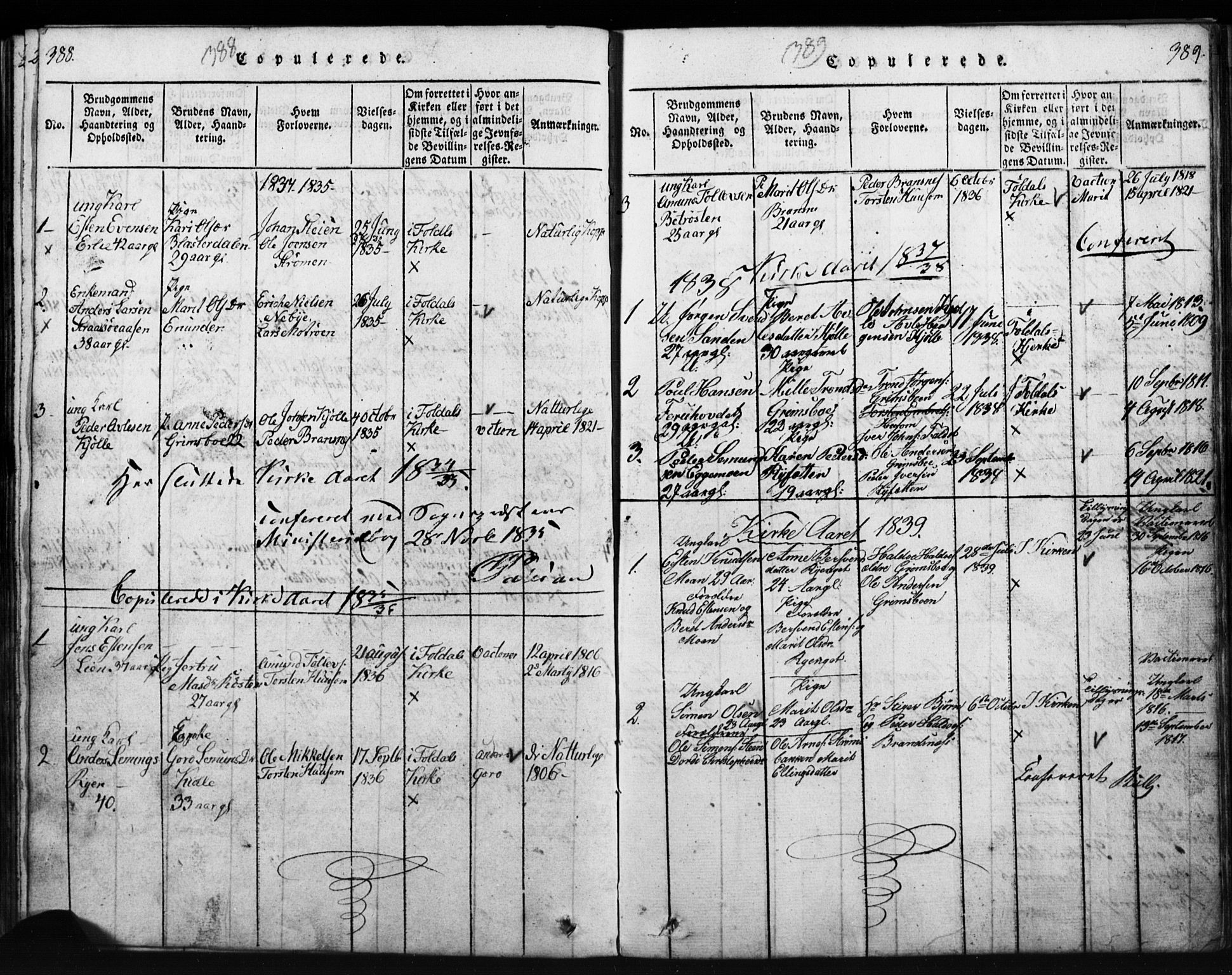 Tynset prestekontor, SAH/PREST-058/H/Ha/Hab/L0003: Parish register (copy) no. 3, 1814-1862, p. 388-389