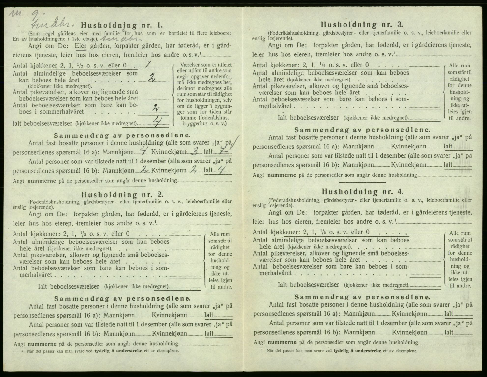 SAB, 1920 census for Fitjar, 1920, p. 592