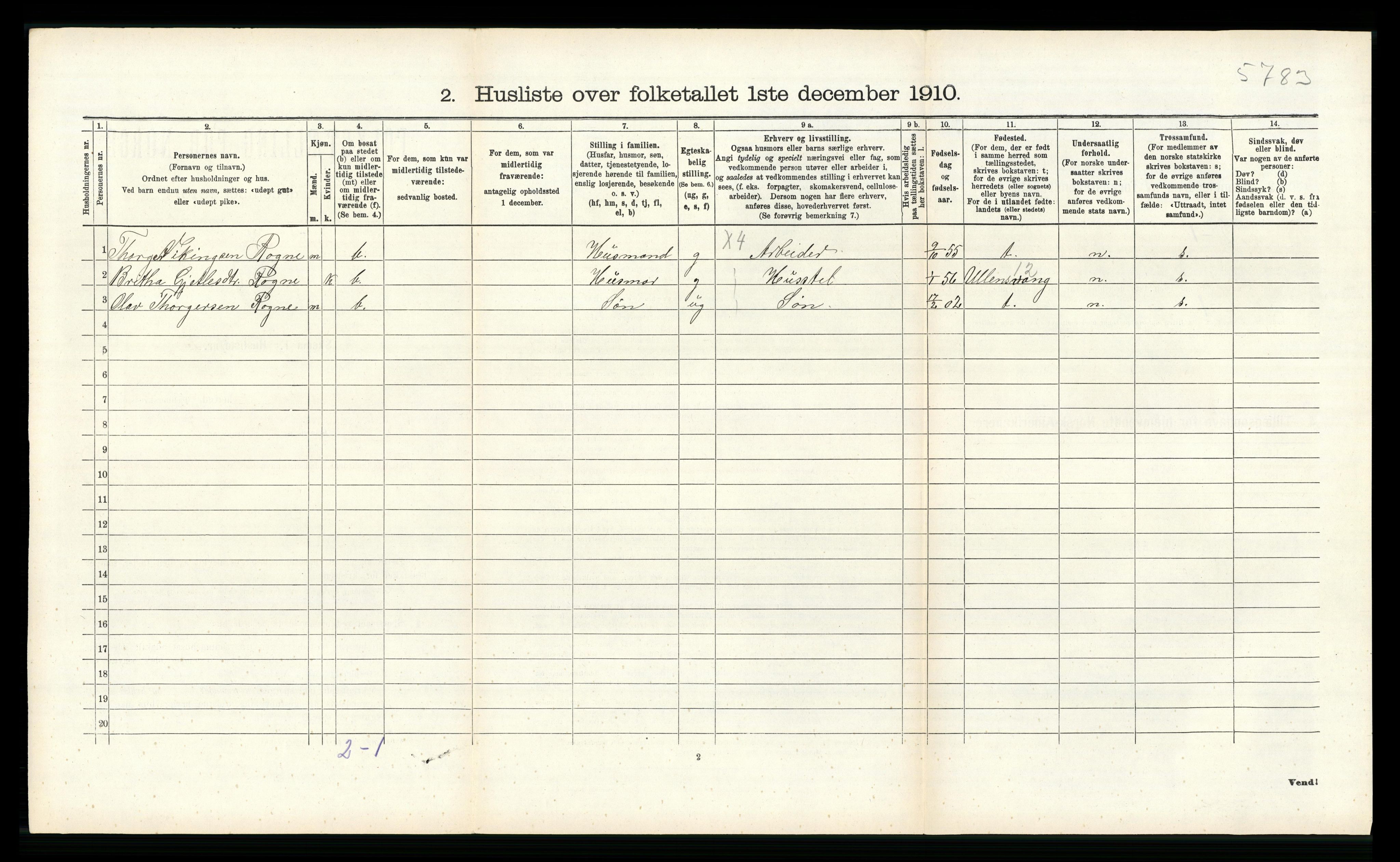 RA, 1910 census for Voss, 1910, p. 773