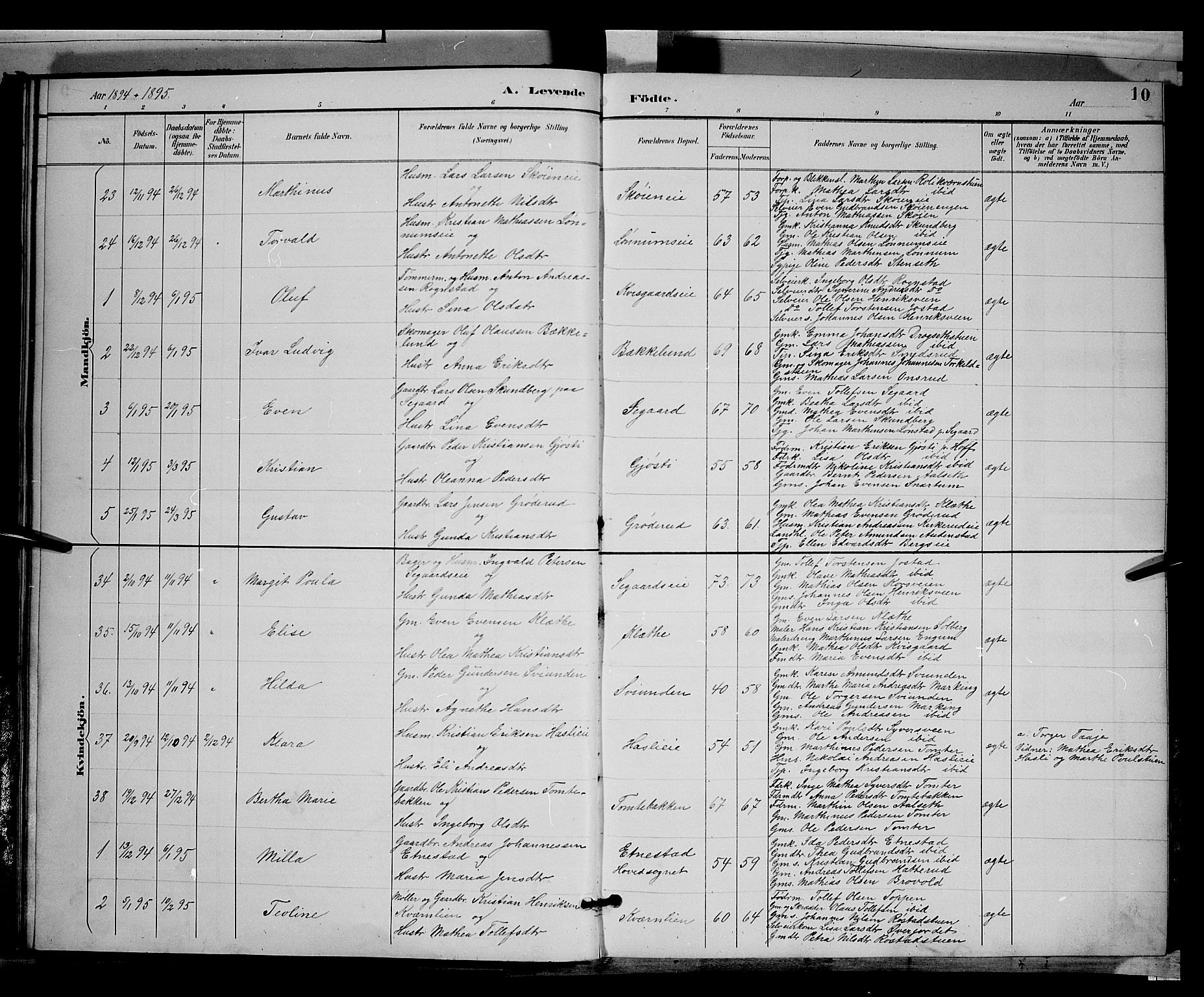 Biri prestekontor, SAH/PREST-096/H/Ha/Hab/L0003: Parish register (copy) no. 3, 1892-1905, p. 10