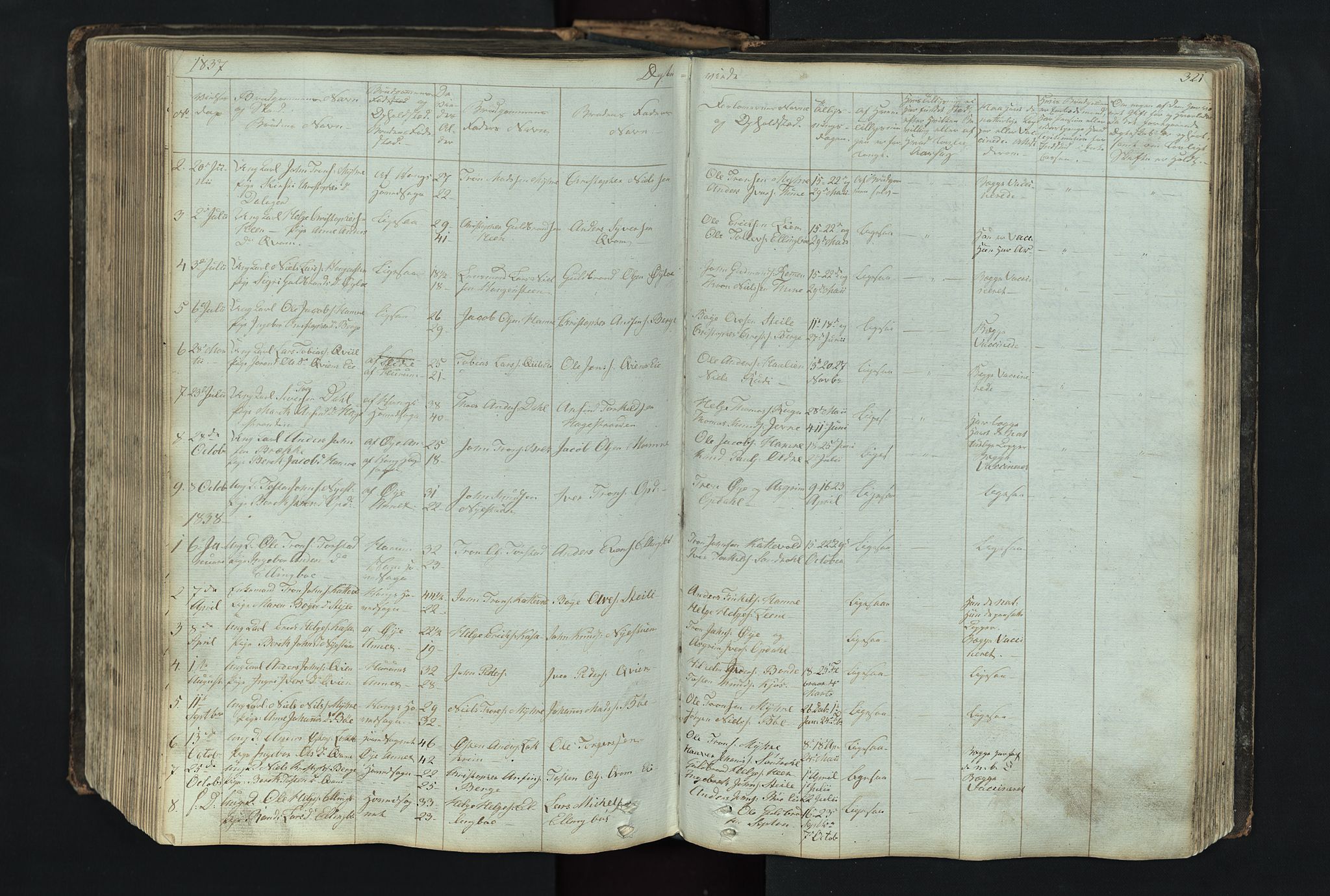 Vang prestekontor, Valdres, SAH/PREST-140/H/Hb/L0004: Parish register (copy) no. 4, 1835-1892, p. 321