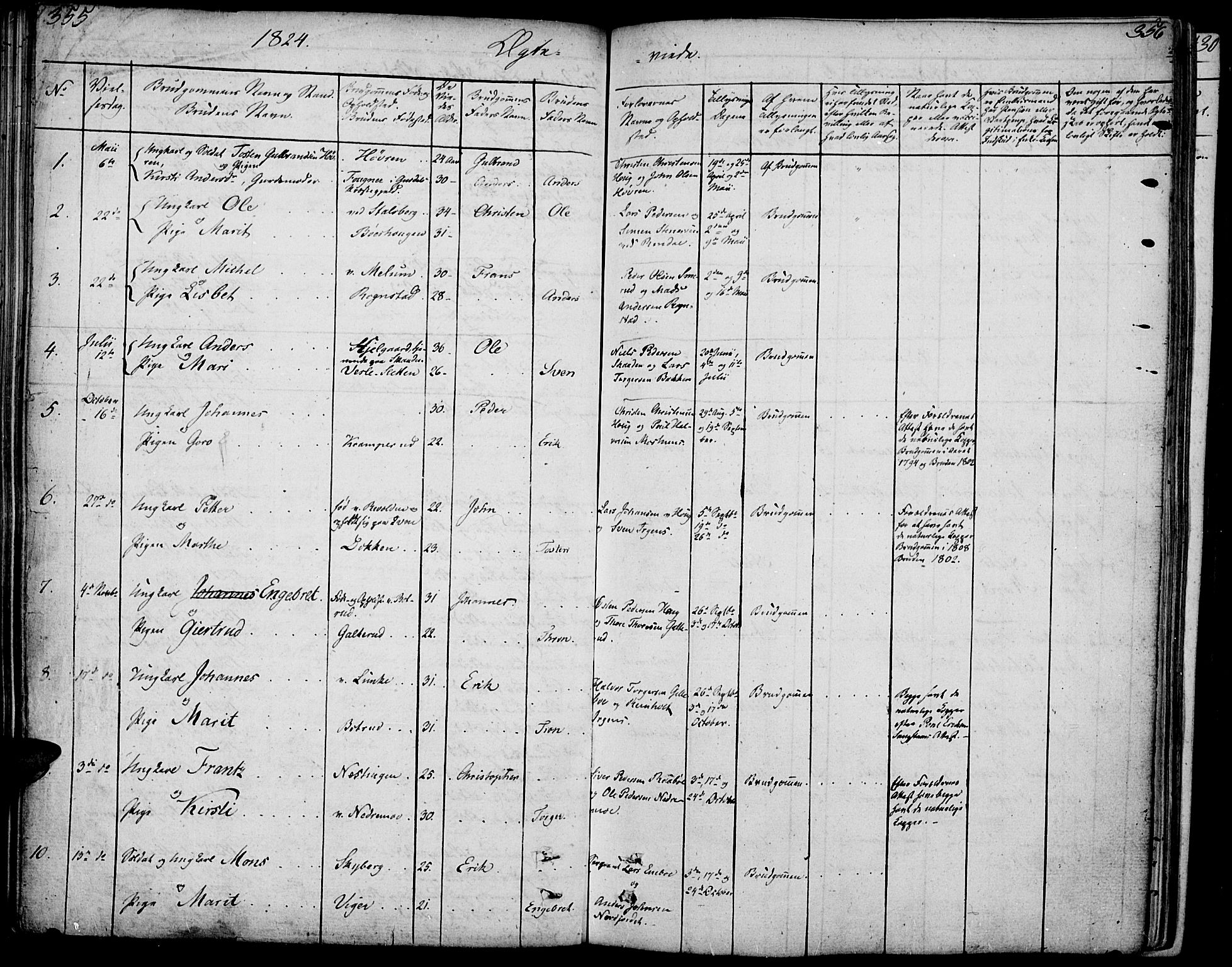 Øyer prestekontor, SAH/PREST-084/H/Ha/Haa/L0004: Parish register (official) no. 4, 1824-1841, p. 355-356