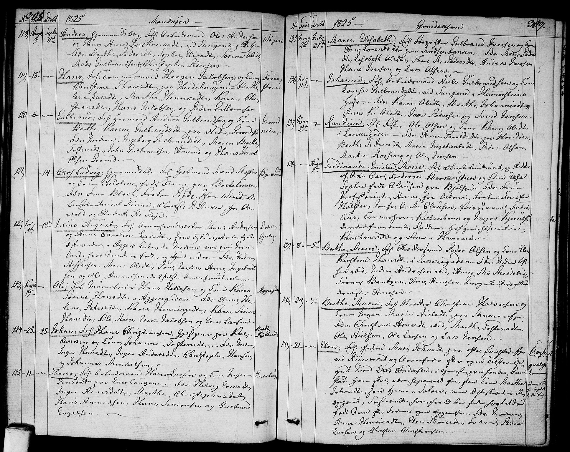 Aker prestekontor kirkebøker, SAO/A-10861/F/L0012: Parish register (official) no. 12, 1819-1828, p. 308-309