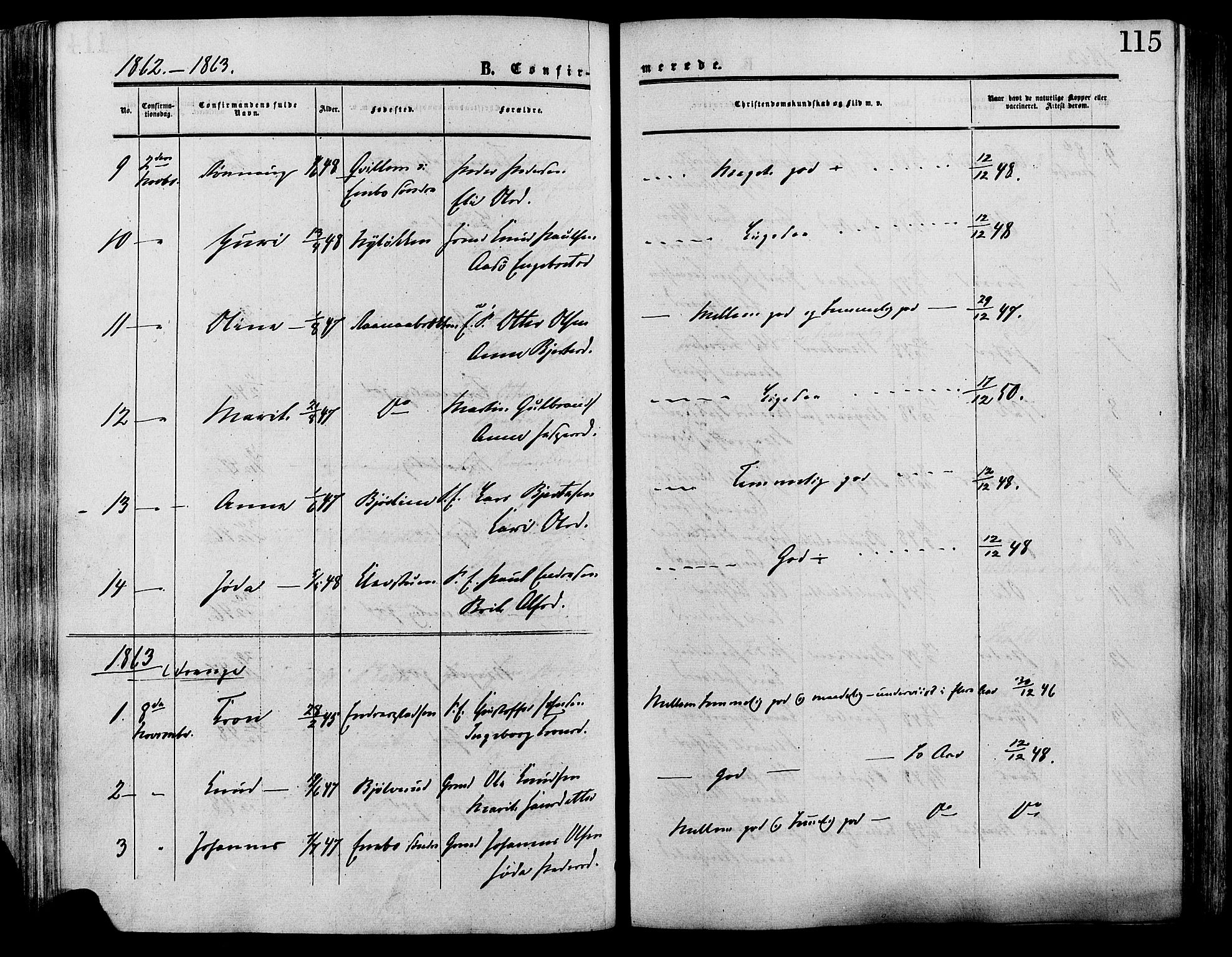 Lesja prestekontor, SAH/PREST-068/H/Ha/Haa/L0009: Parish register (official) no. 9, 1854-1889, p. 115