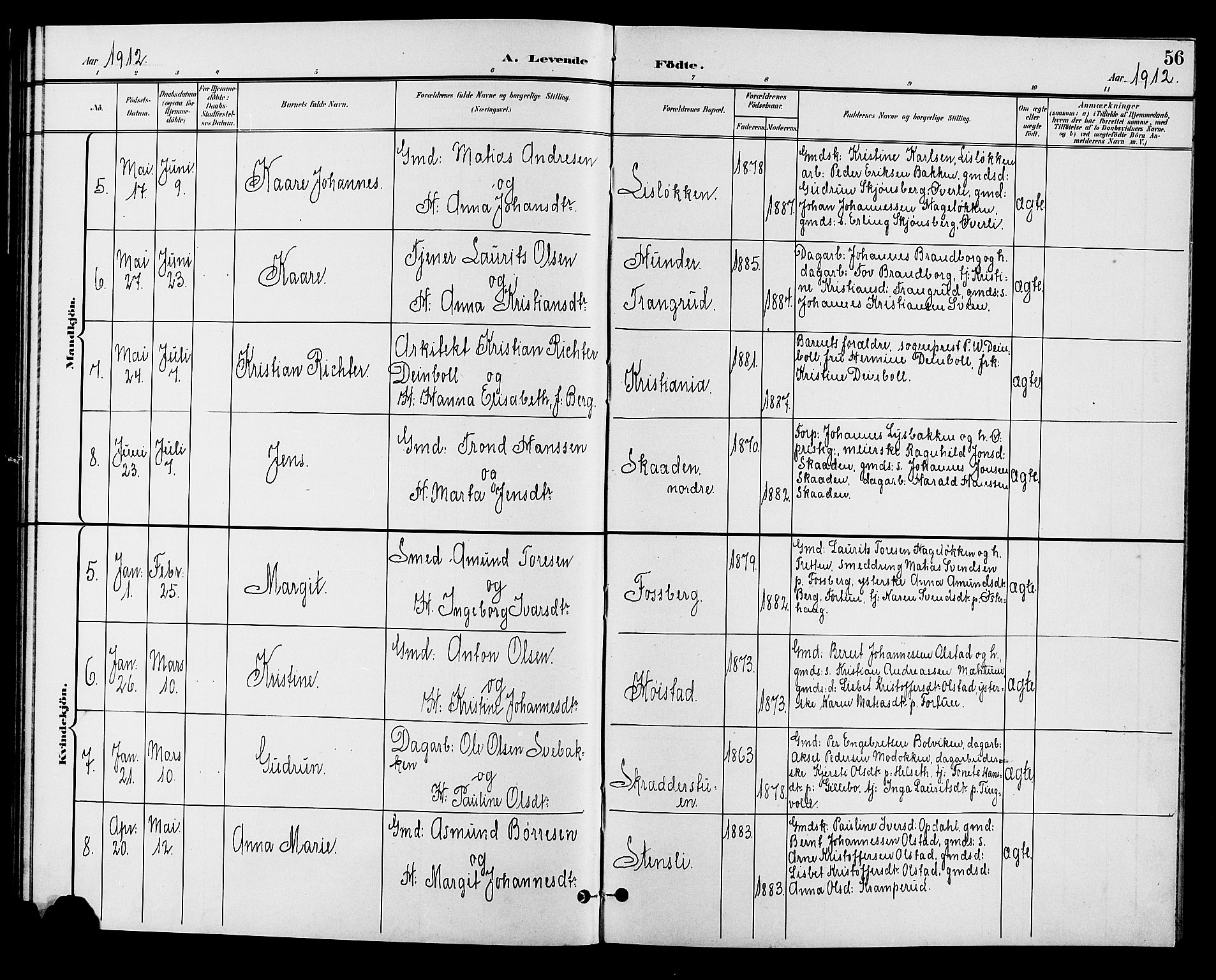 Øyer prestekontor, AV/SAH-PREST-084/H/Ha/Hab/L0005: Parish register (copy) no. 5, 1897-1913, p. 56