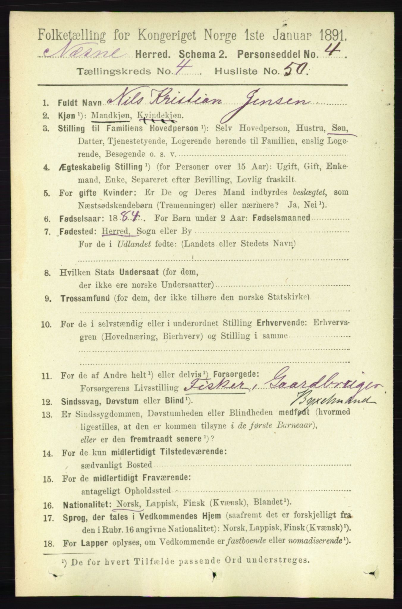 RA, 1891 census for 1828 Nesna, 1891, p. 2457