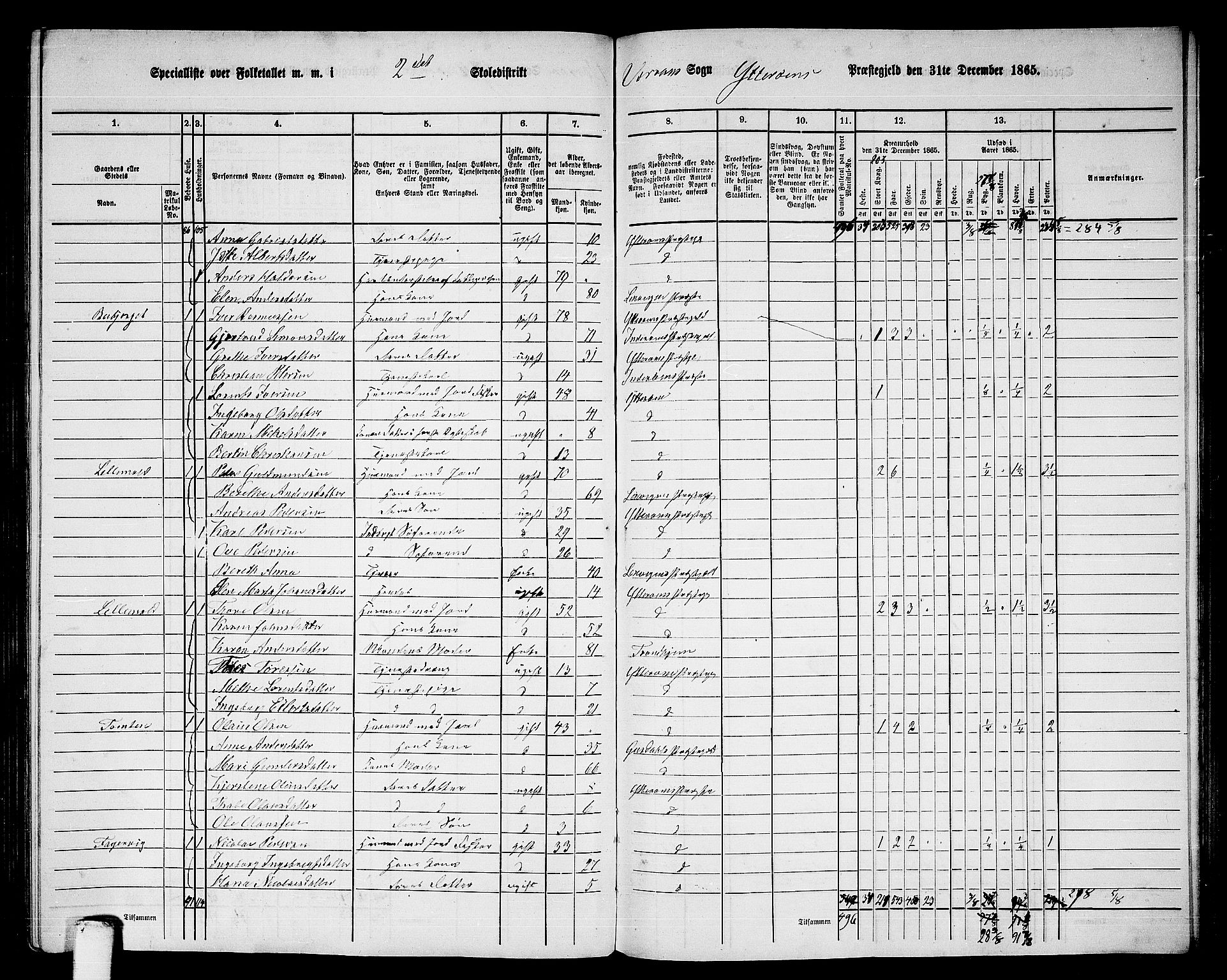 RA, 1865 census for Ytterøy, 1865, p. 160