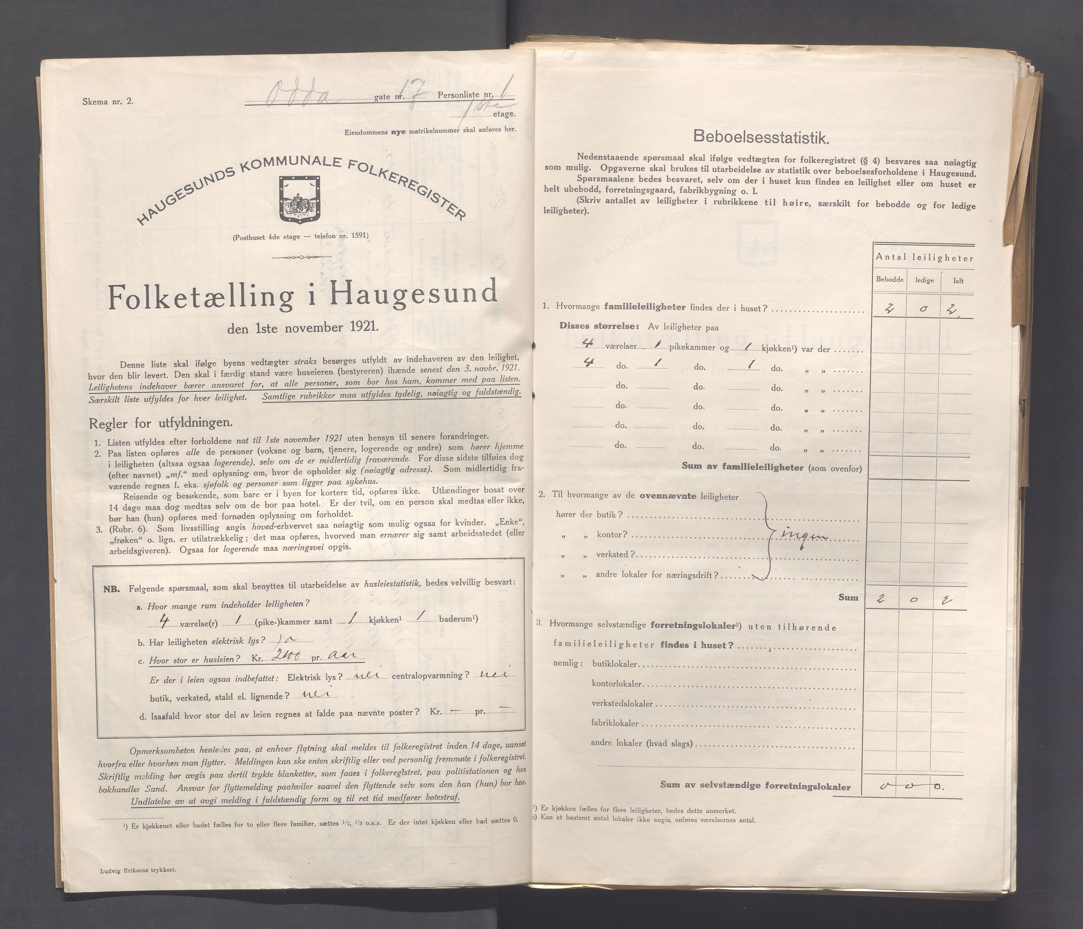 IKAR, Local census 1.11.1921 for Haugesund, 1921, p. 3205