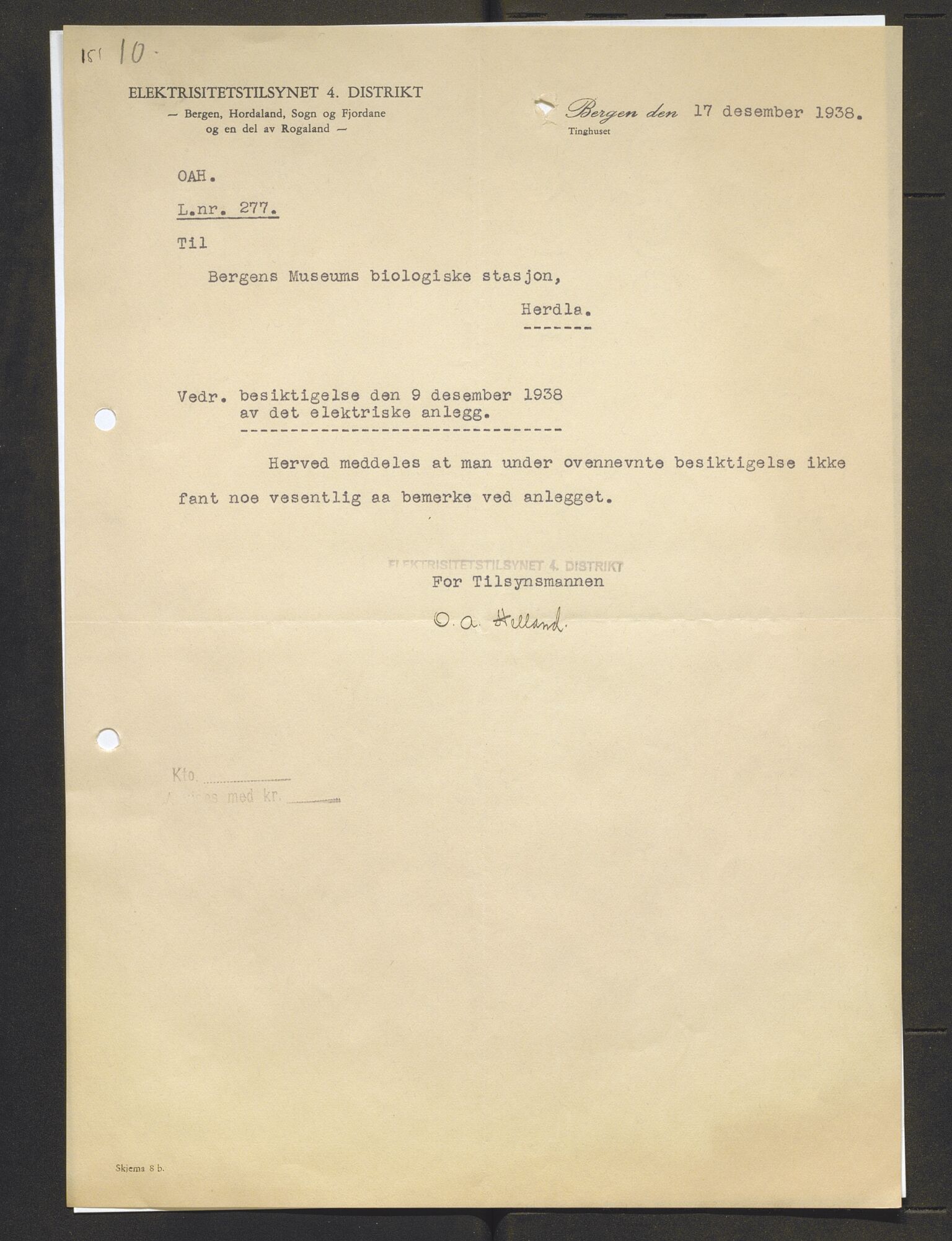 Bergens Museum, AV/SAB-A-17301/13/D/L0002: Korrespondanse , 1928-1940, p. 435