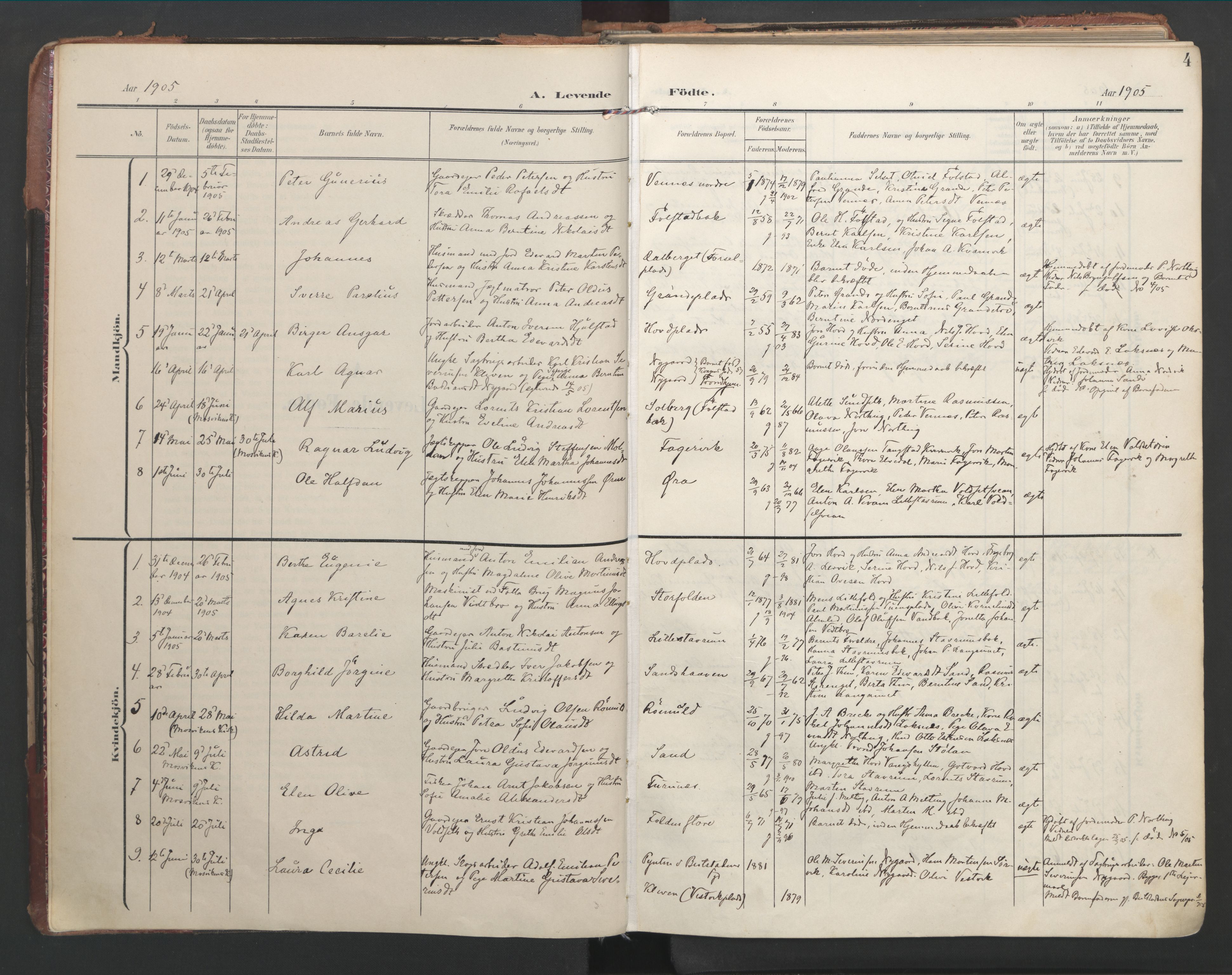 Ministerialprotokoller, klokkerbøker og fødselsregistre - Nord-Trøndelag, SAT/A-1458/744/L0421: Parish register (official) no. 744A05, 1905-1930, p. 4