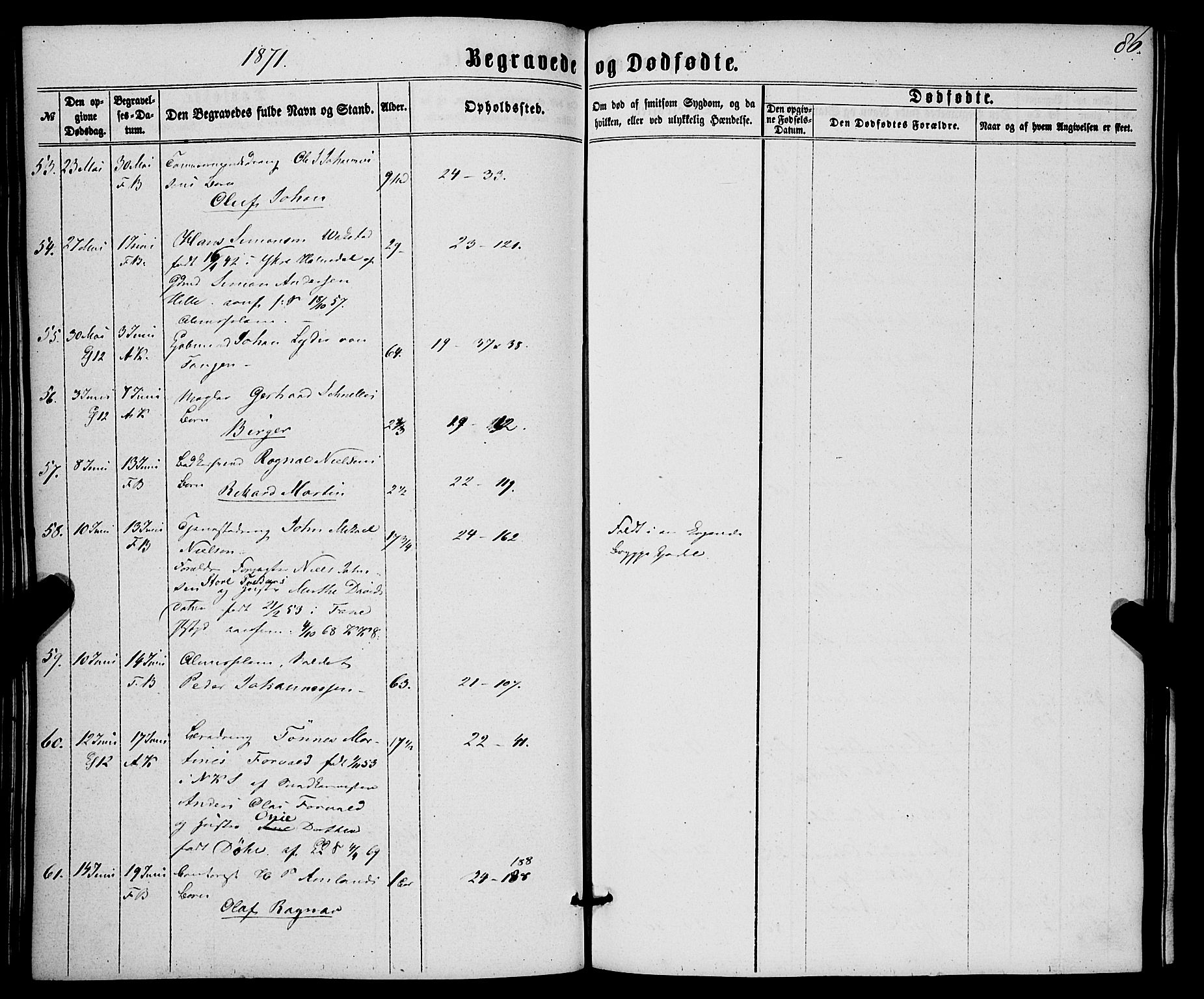 Korskirken sokneprestembete, AV/SAB-A-76101/H/Haa/L0045: Parish register (official) no. E 3, 1863-1875, p. 86