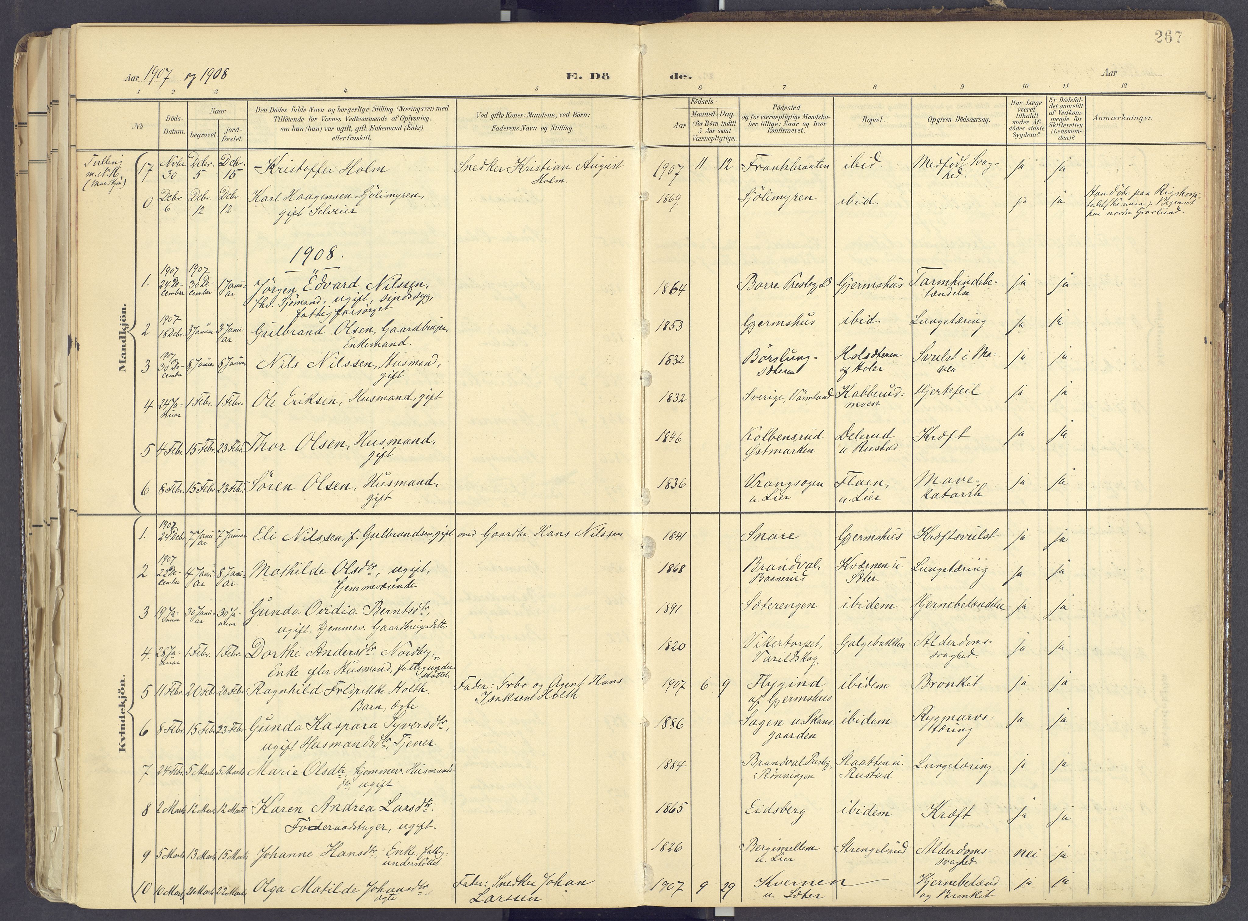 Vinger prestekontor, AV/SAH-PREST-024/H/Ha/Haa/L0017: Parish register (official) no. 17, 1901-1927, p. 267