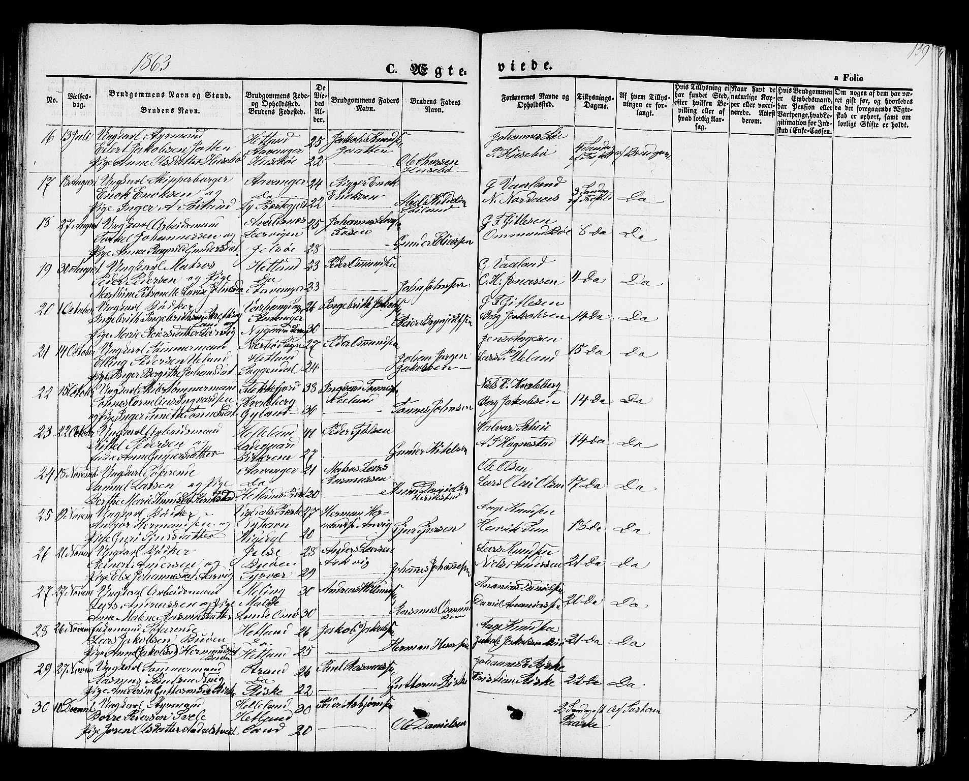 Hetland sokneprestkontor, SAST/A-101826/30/30BB/L0001: Parish register (copy) no. B 1, 1850-1868, p. 139