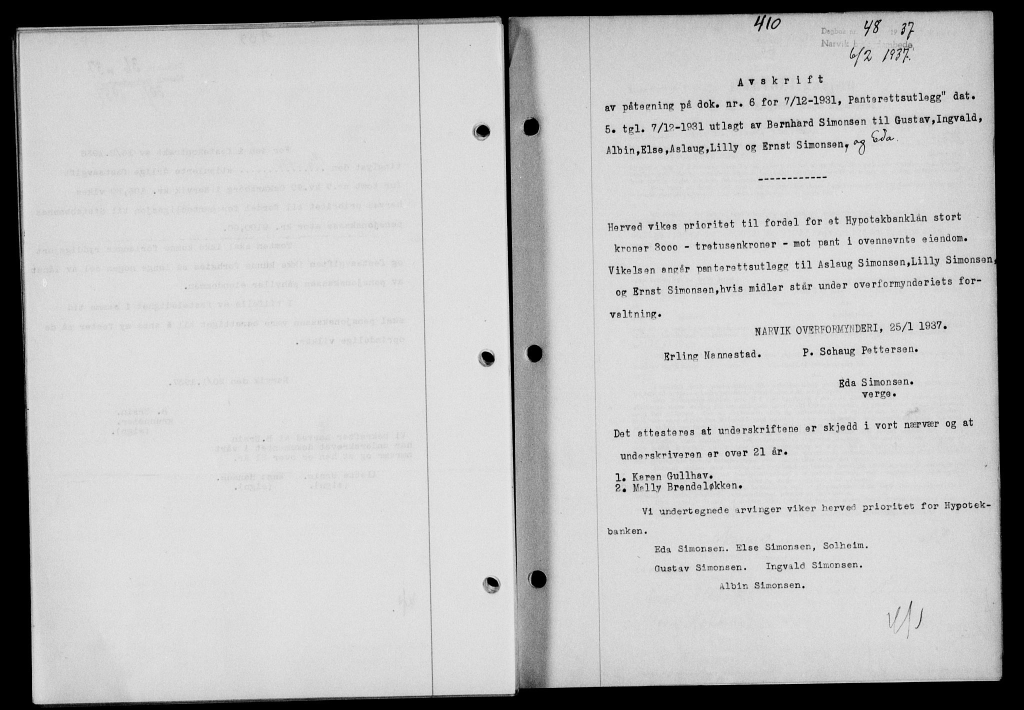 Narvik sorenskriveri, SAT/A-0002/1/2/2C/2Ca/L0011: Mortgage book no. 14, 1935-1937, Deed date: 06.02.1937
