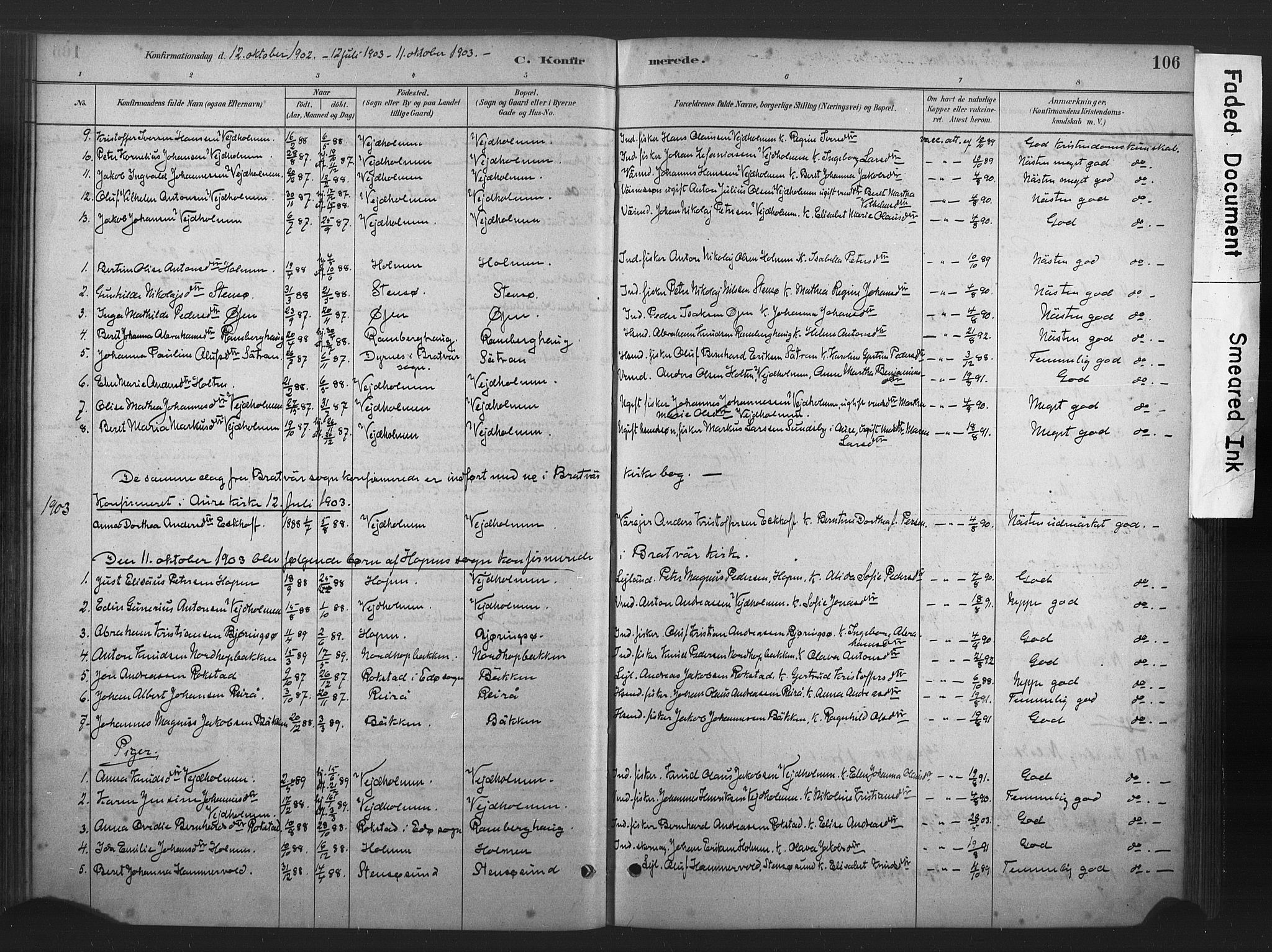 Ministerialprotokoller, klokkerbøker og fødselsregistre - Møre og Romsdal, AV/SAT-A-1454/583/L0954: Parish register (official) no. 583A01, 1880-1906, p. 106