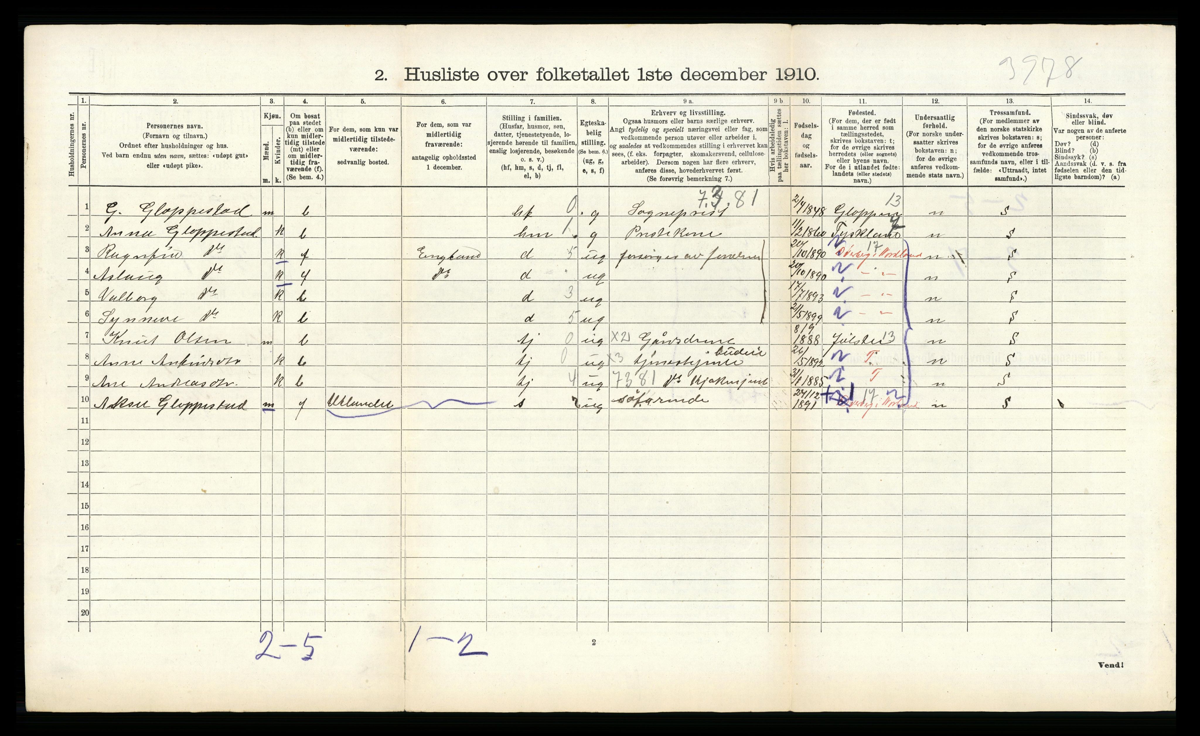 RA, 1910 census for Indre Holmedal, 1910, p. 549