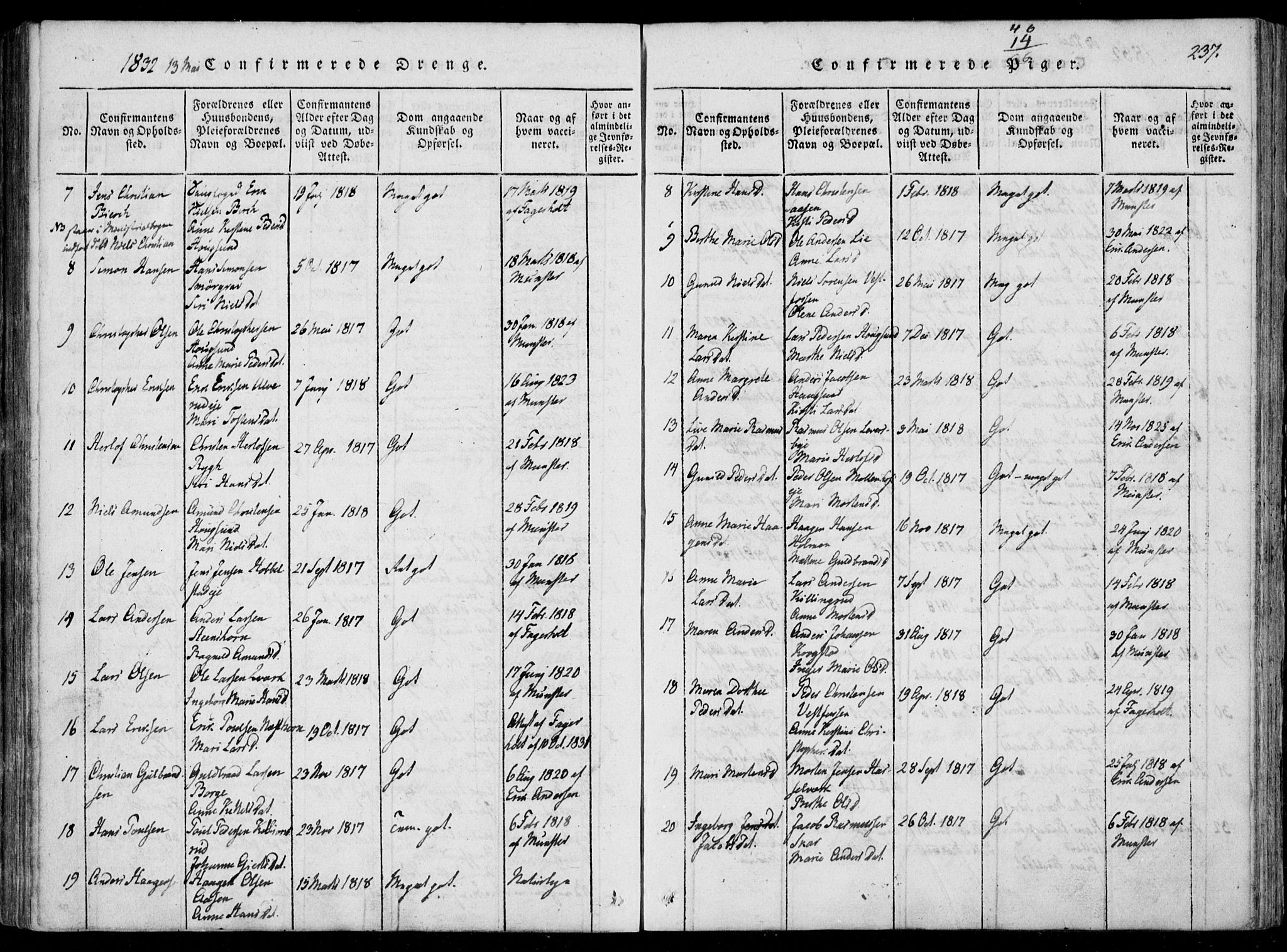 Eiker kirkebøker, SAKO/A-4/F/Fa/L0012: Parish register (official) no. I 12, 1827-1832, p. 237
