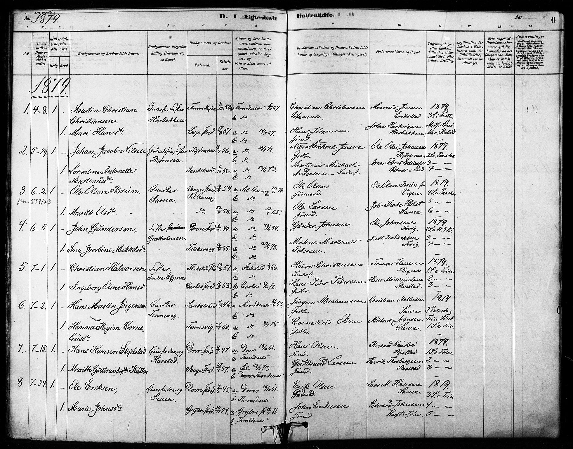 Trondenes sokneprestkontor, SATØ/S-1319/H/Ha/L0015kirke: Parish register (official) no. 15, 1878-1889, p. 6