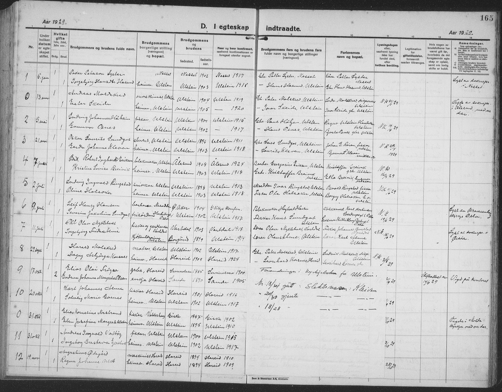 Ministerialprotokoller, klokkerbøker og fødselsregistre - Møre og Romsdal, SAT/A-1454/509/L0113: Parish register (copy) no. 509C03, 1923-1939, p. 165