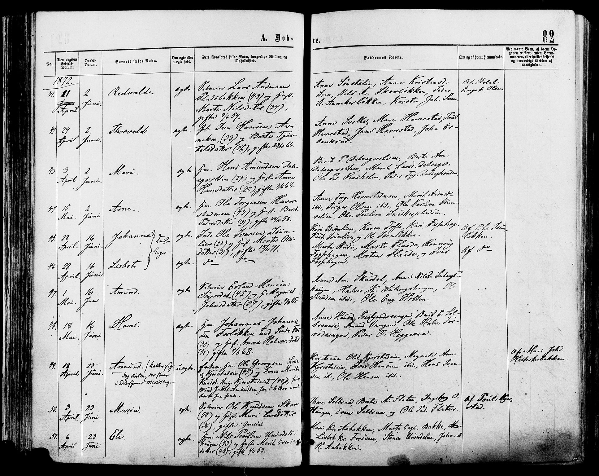 Sør-Fron prestekontor, AV/SAH-PREST-010/H/Ha/Haa/L0002: Parish register (official) no. 2, 1864-1880, p. 82