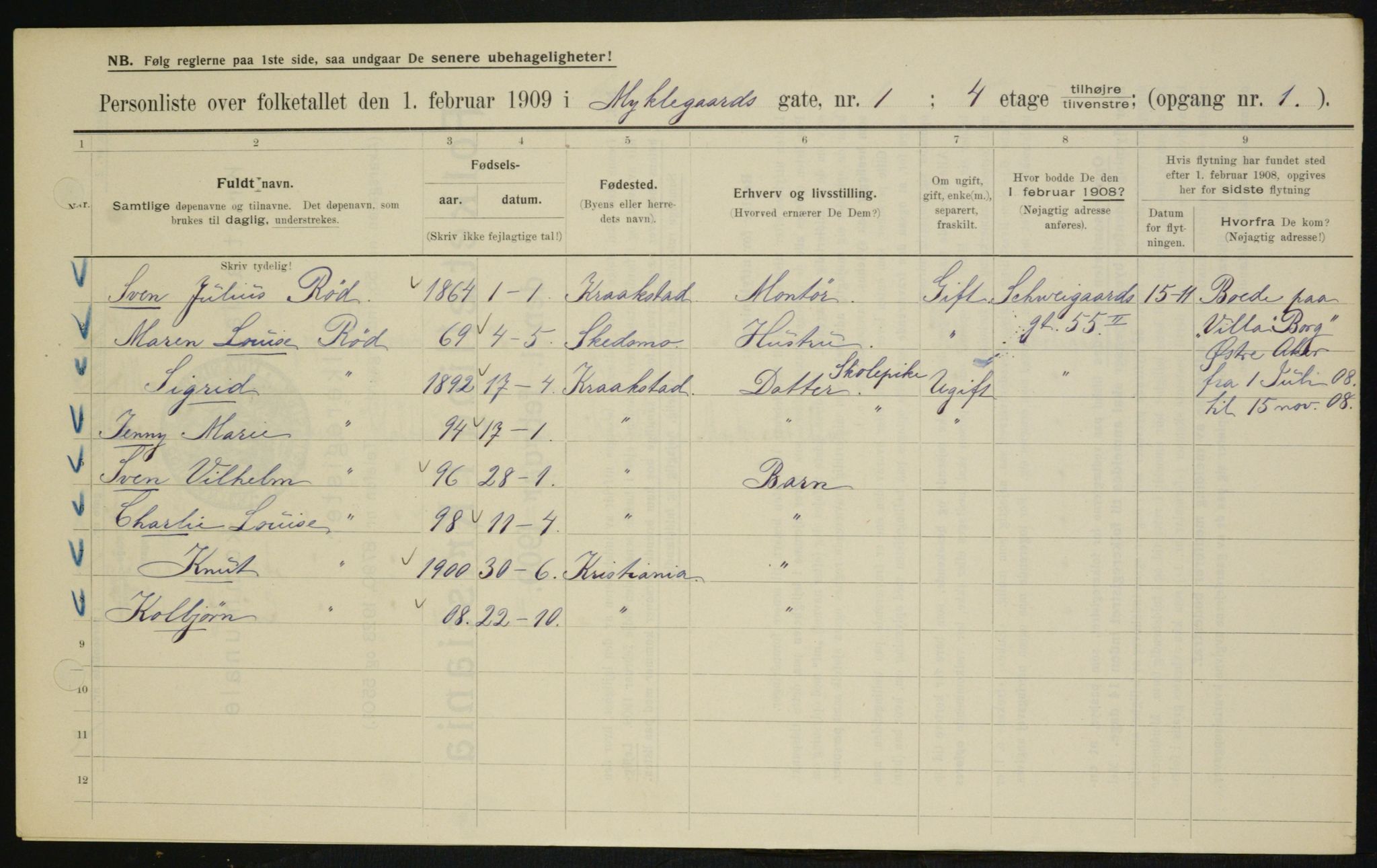 OBA, Municipal Census 1909 for Kristiania, 1909, p. 61700