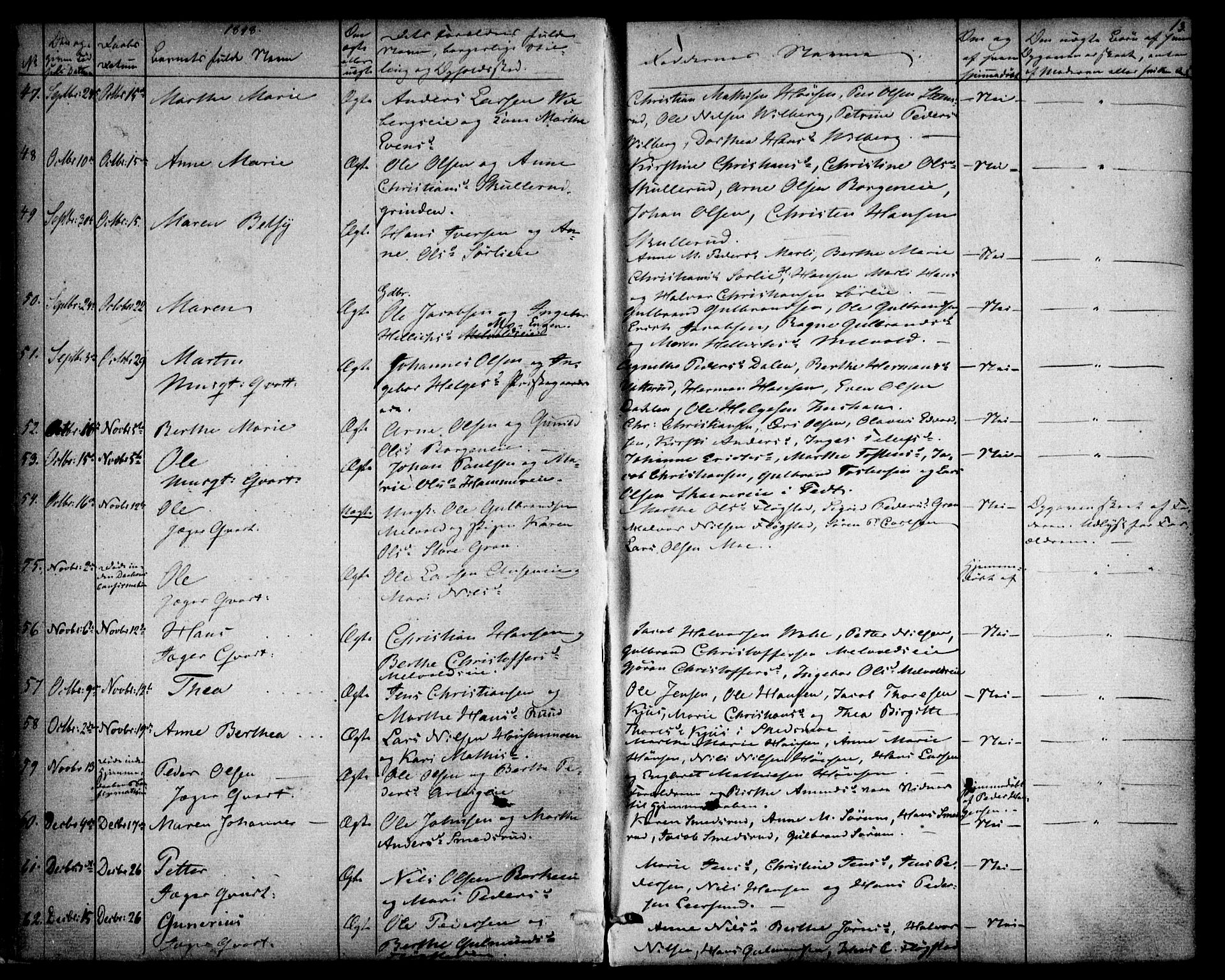 Sørum prestekontor Kirkebøker, AV/SAO-A-10303/F/Fa/L0005: Parish register (official) no. I 5, 1846-1863, p. 13