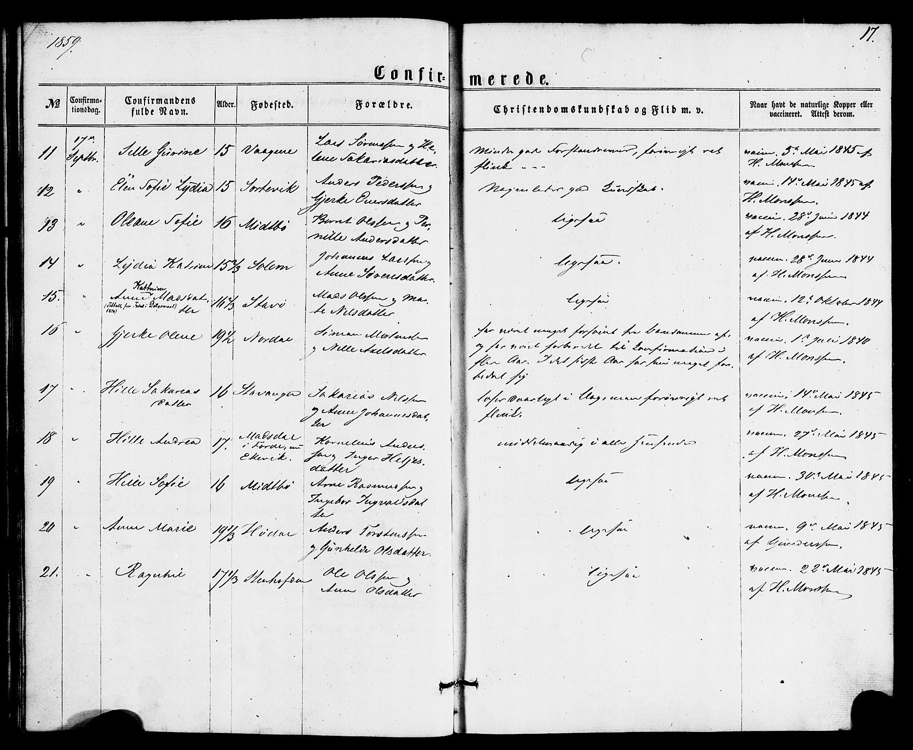 Kinn sokneprestembete, SAB/A-80801/H/Haa/Haaa/L0008: Parish register (official) no. A 8, 1859-1882, p. 17
