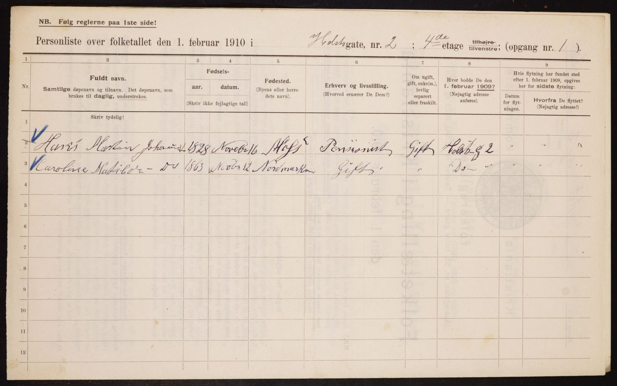 OBA, Municipal Census 1910 for Kristiania, 1910, p. 40124